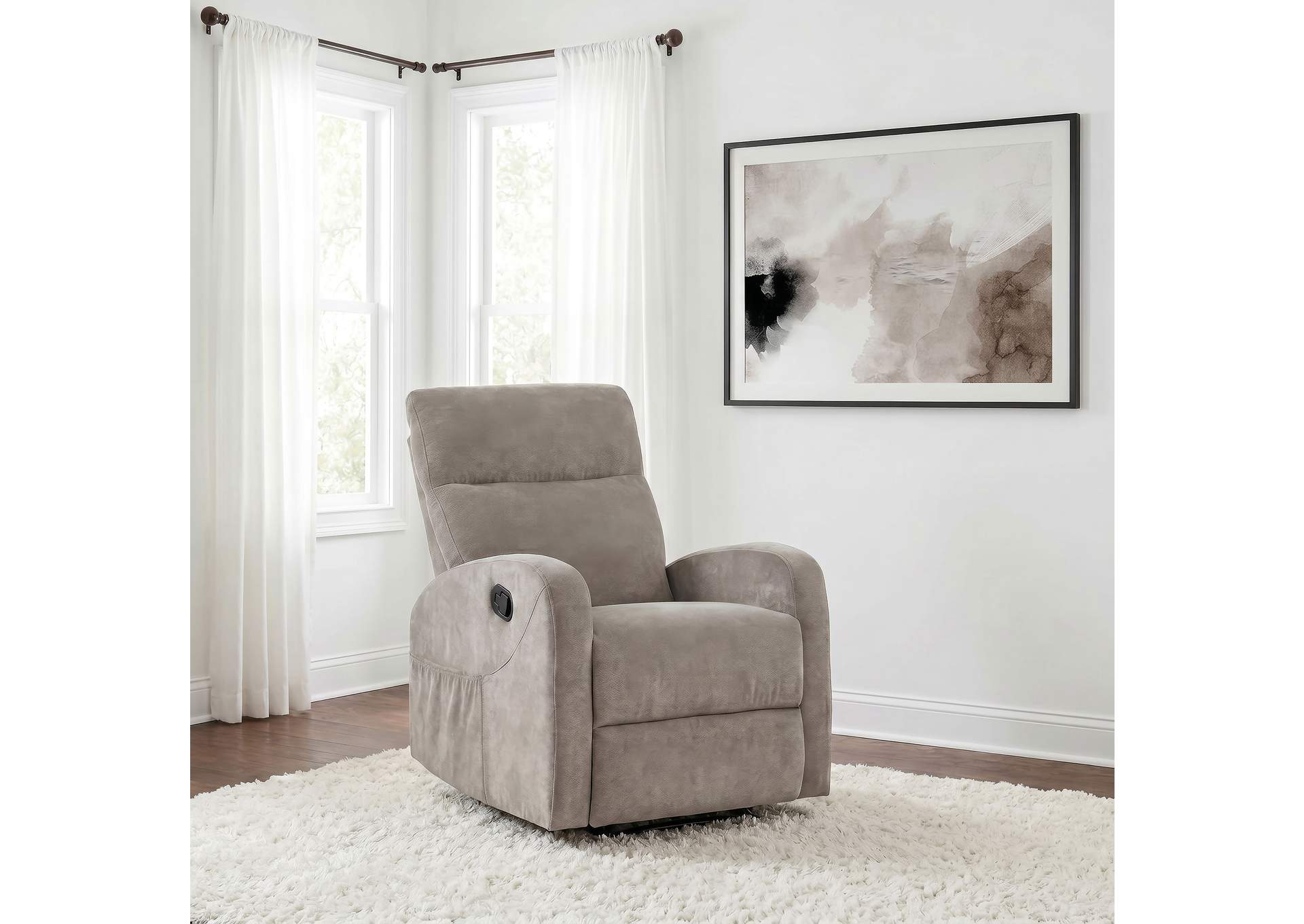 Hamilton Chenille Upholstered Manual Glider Recliner Sand image 3