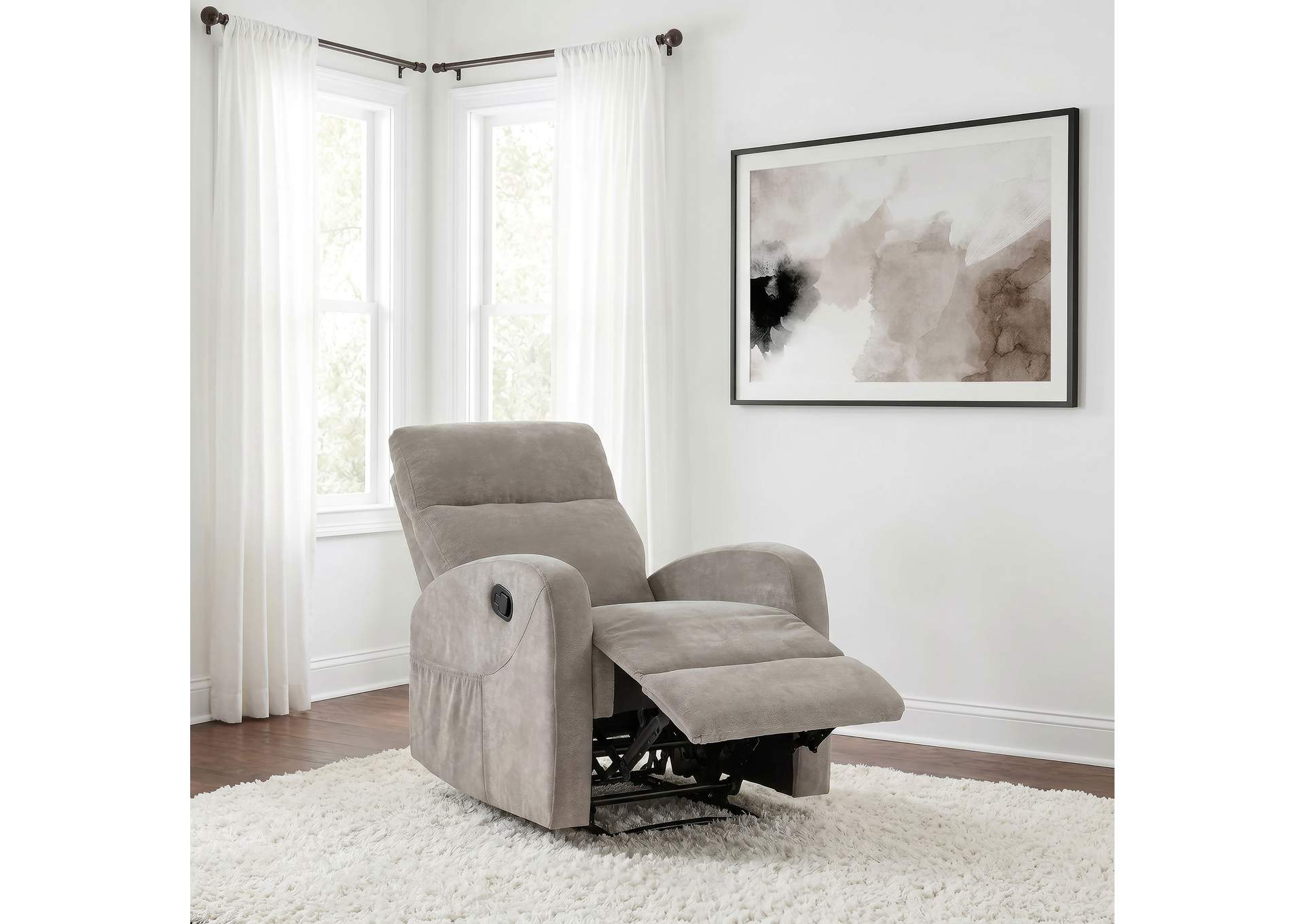 Hamilton Chenille Upholstered Manual Glider Recliner Sand image 4