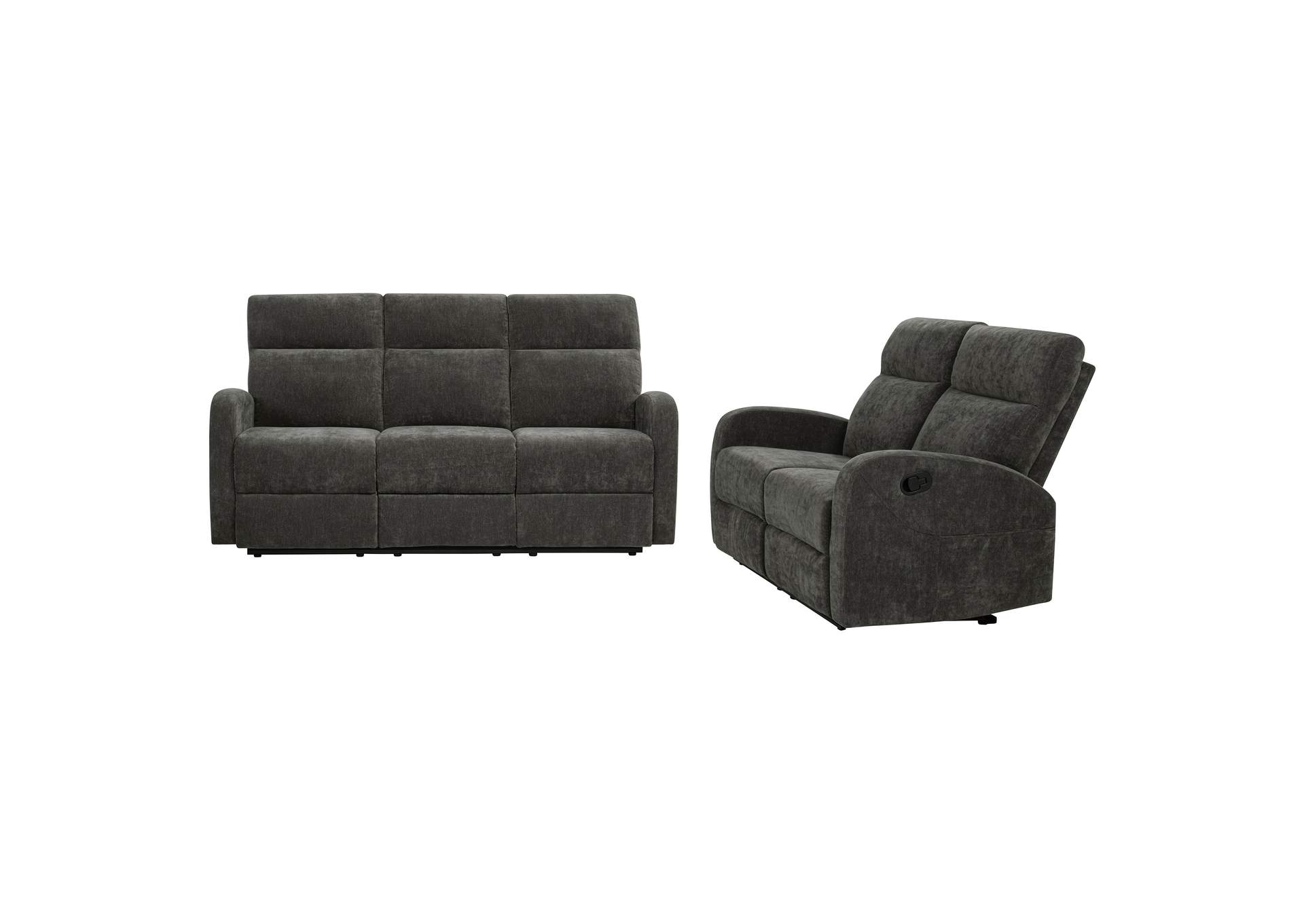 Hamilton 2-piece Chenille Manual Reclining Sofa Set Charcoal Grey image 4