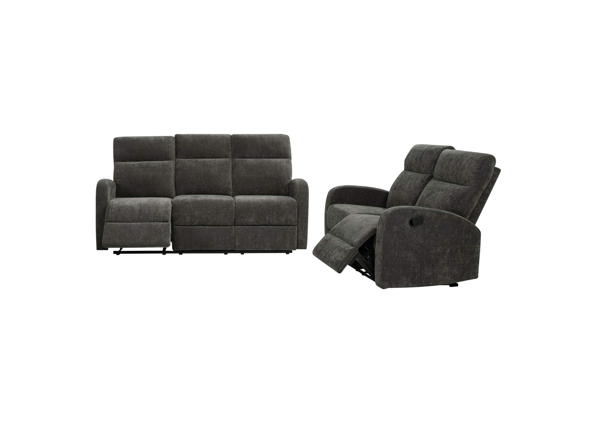 Hamilton 2-piece Chenille Manual Reclining Sofa Set Charcoal Grey image 5