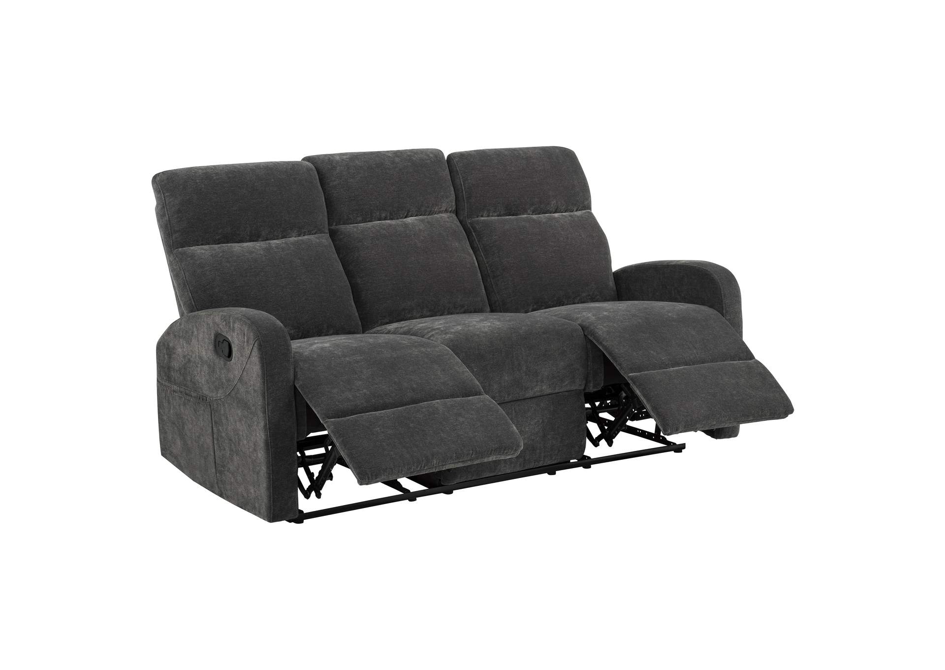 Hamilton Chenille Upholstered Manual Reclining Sofa Charcoal Grey image 1