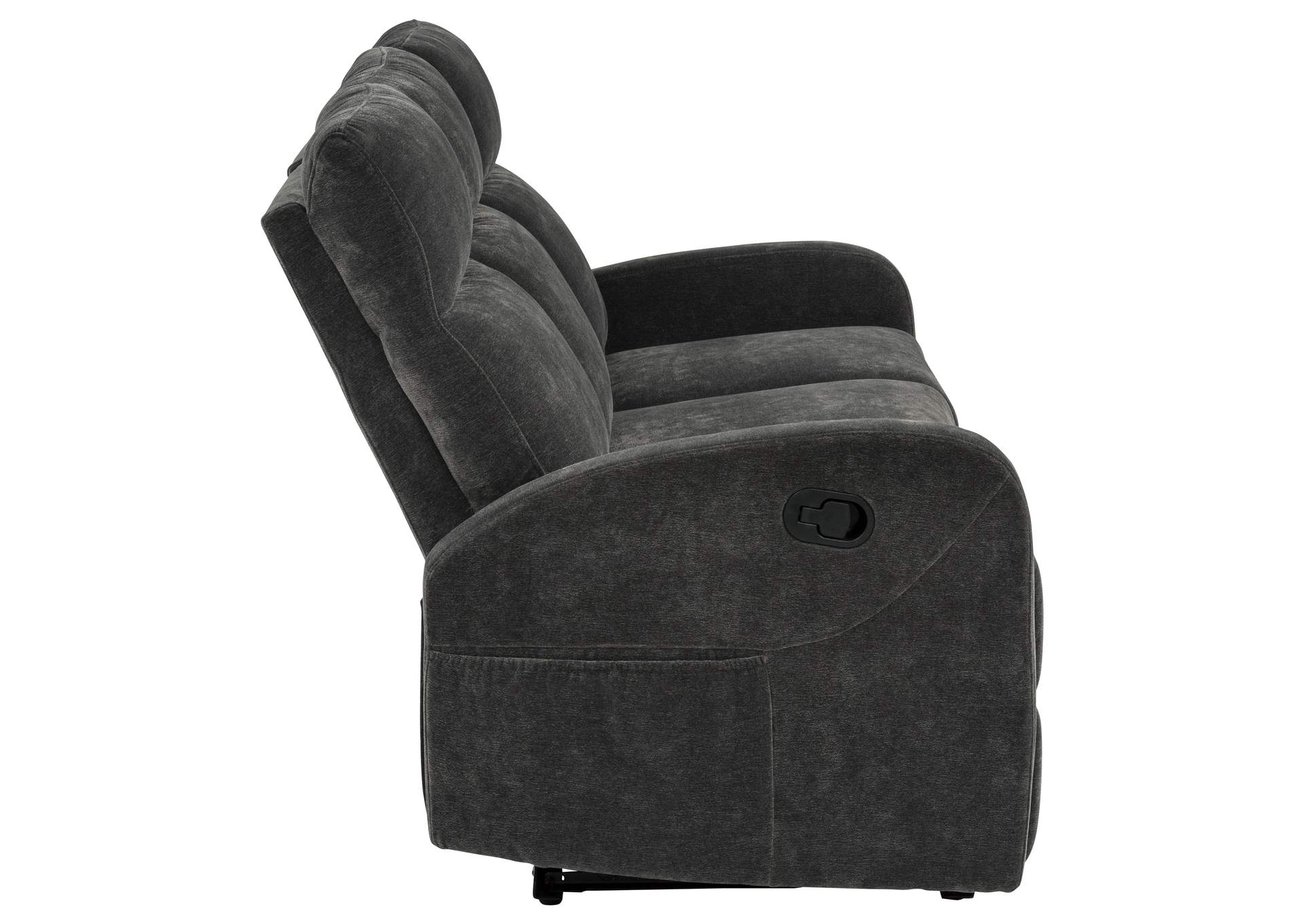 Hamilton Chenille Upholstered Manual Reclining Sofa Charcoal Grey image 8