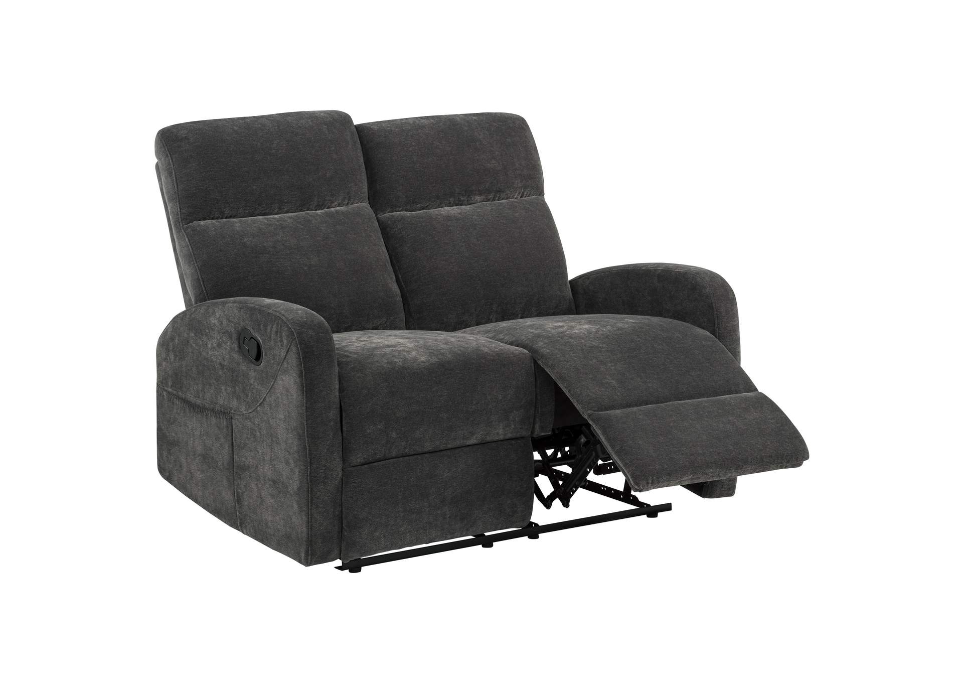 Hamilton Chenille Upholstered Manual Reclining Loveseat Charcoal Grey image 1
