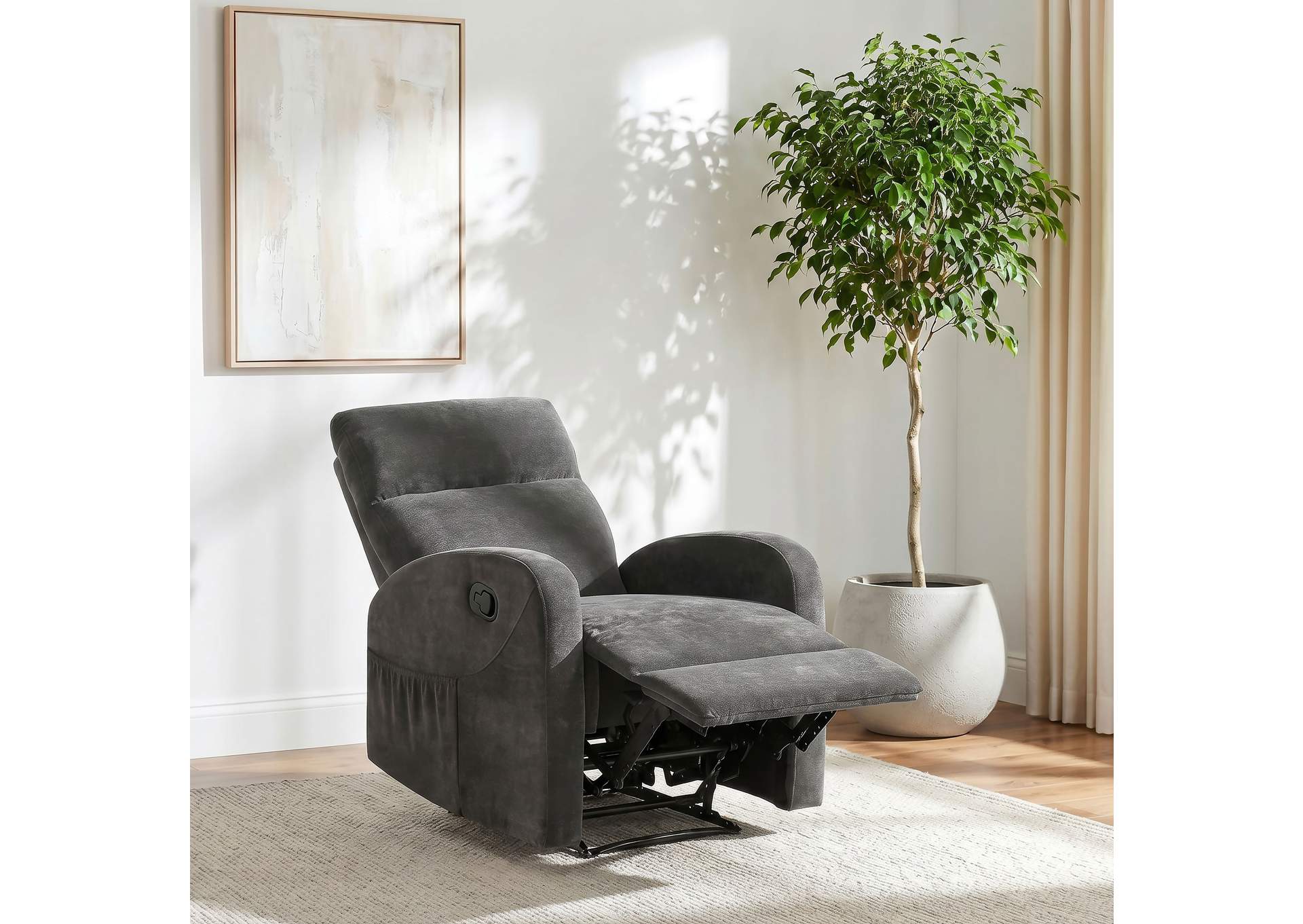 Hamilton Chenille Upholstered Manual Glider Recliner Charcoal Grey image 4