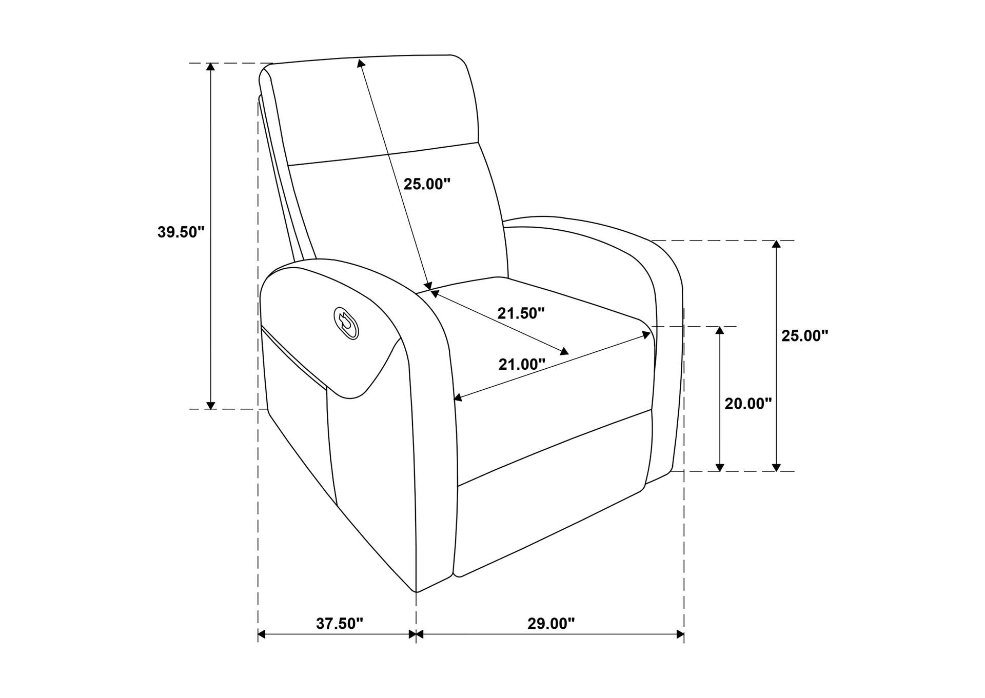 Hamilton Chenille Upholstered Manual Glider Recliner Charcoal Grey image 12