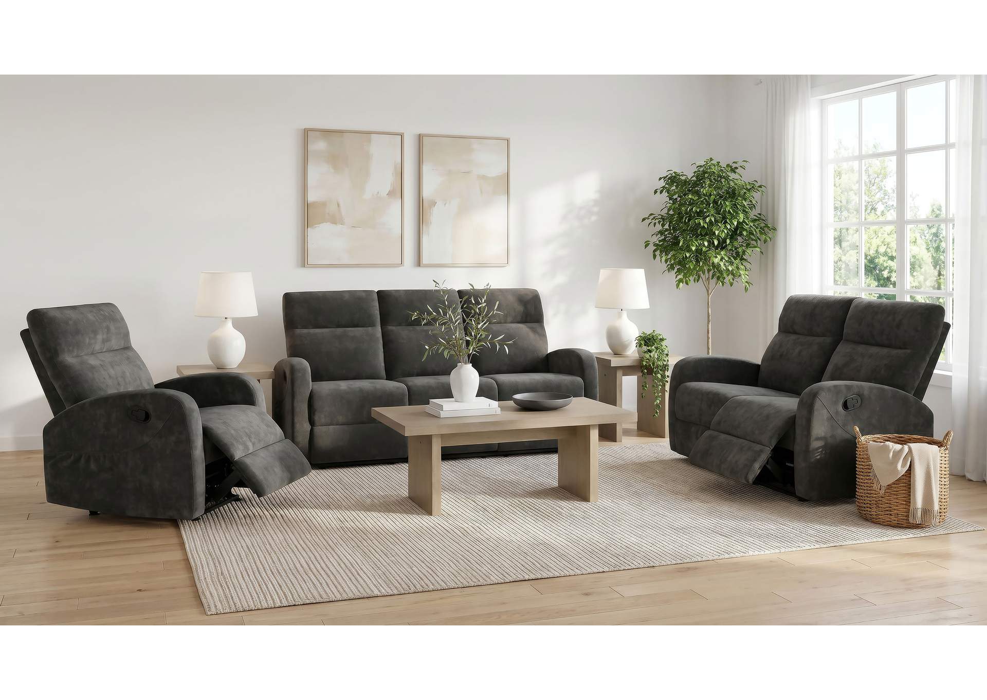 Hamilton Chenille Upholstered Manual Glider Recliner Charcoal Grey image 13