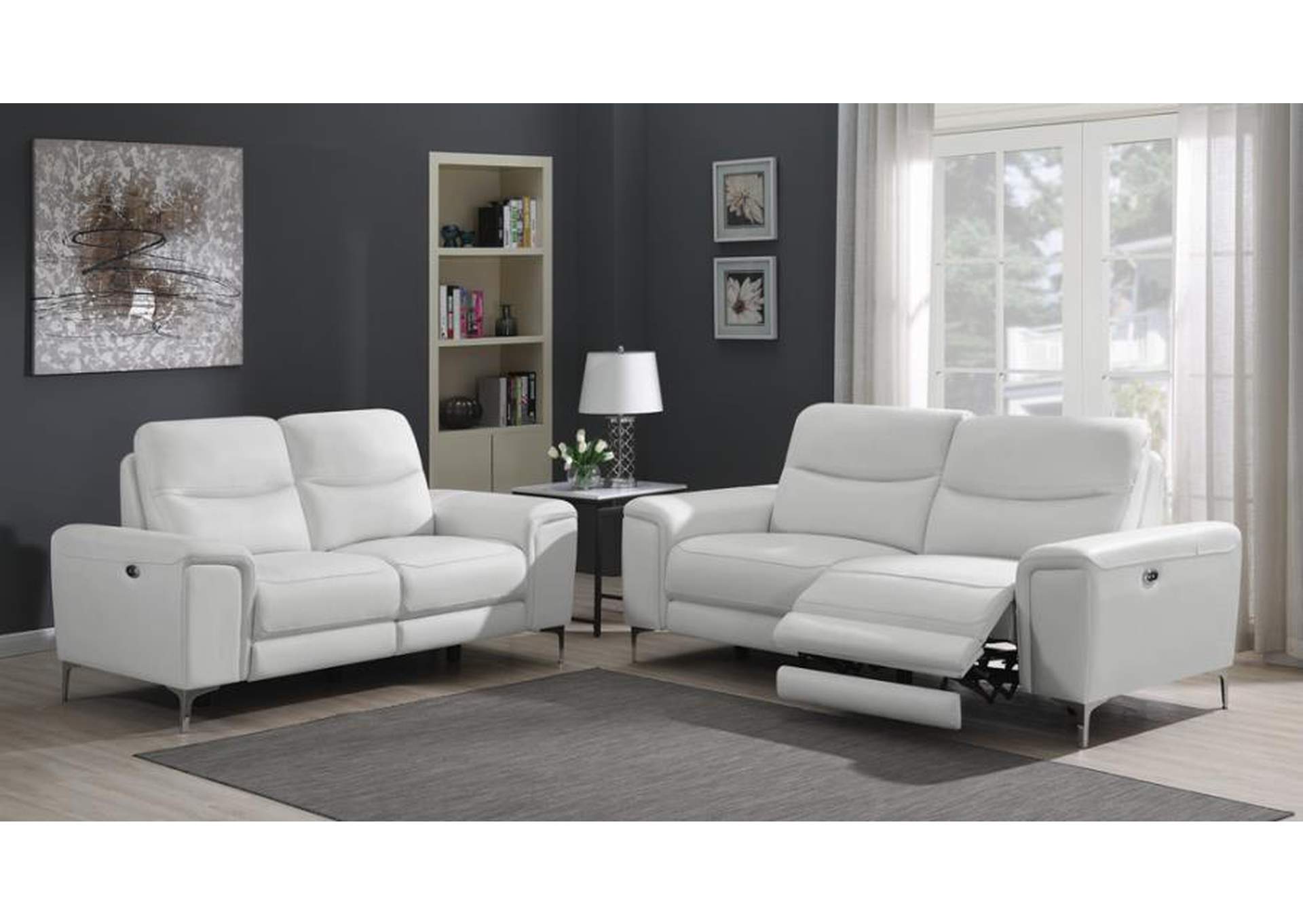 Largo 2-piece Upholstered Power Living Room Set White image 3