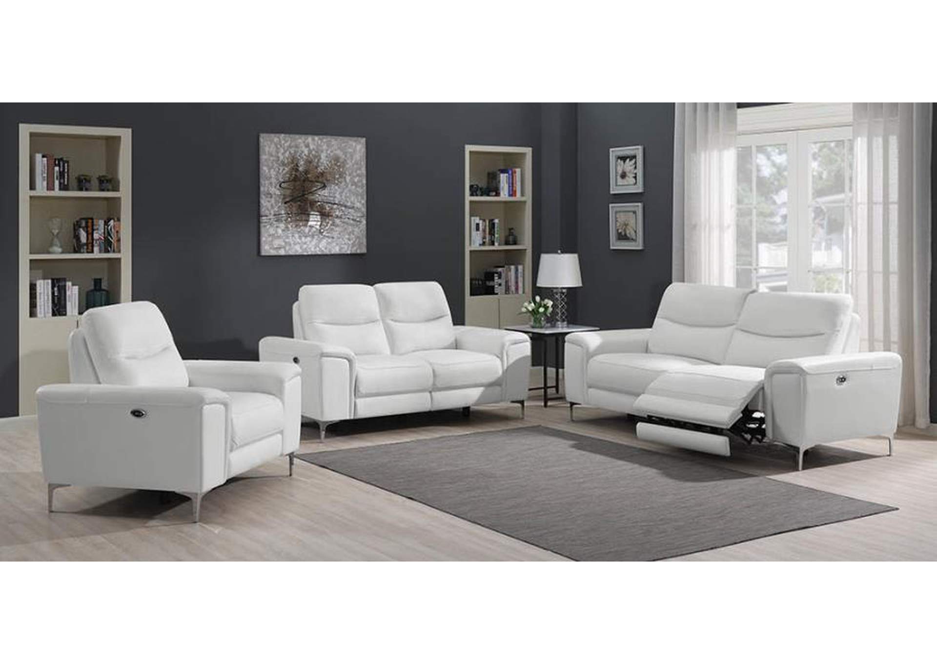 Largo 2-piece Upholstered Power Living Room Set White image 1