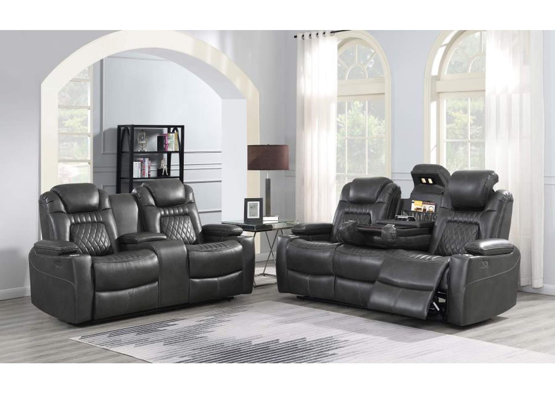 Korbach 2-piece Power^2 Living Room Set Charcoal image 1