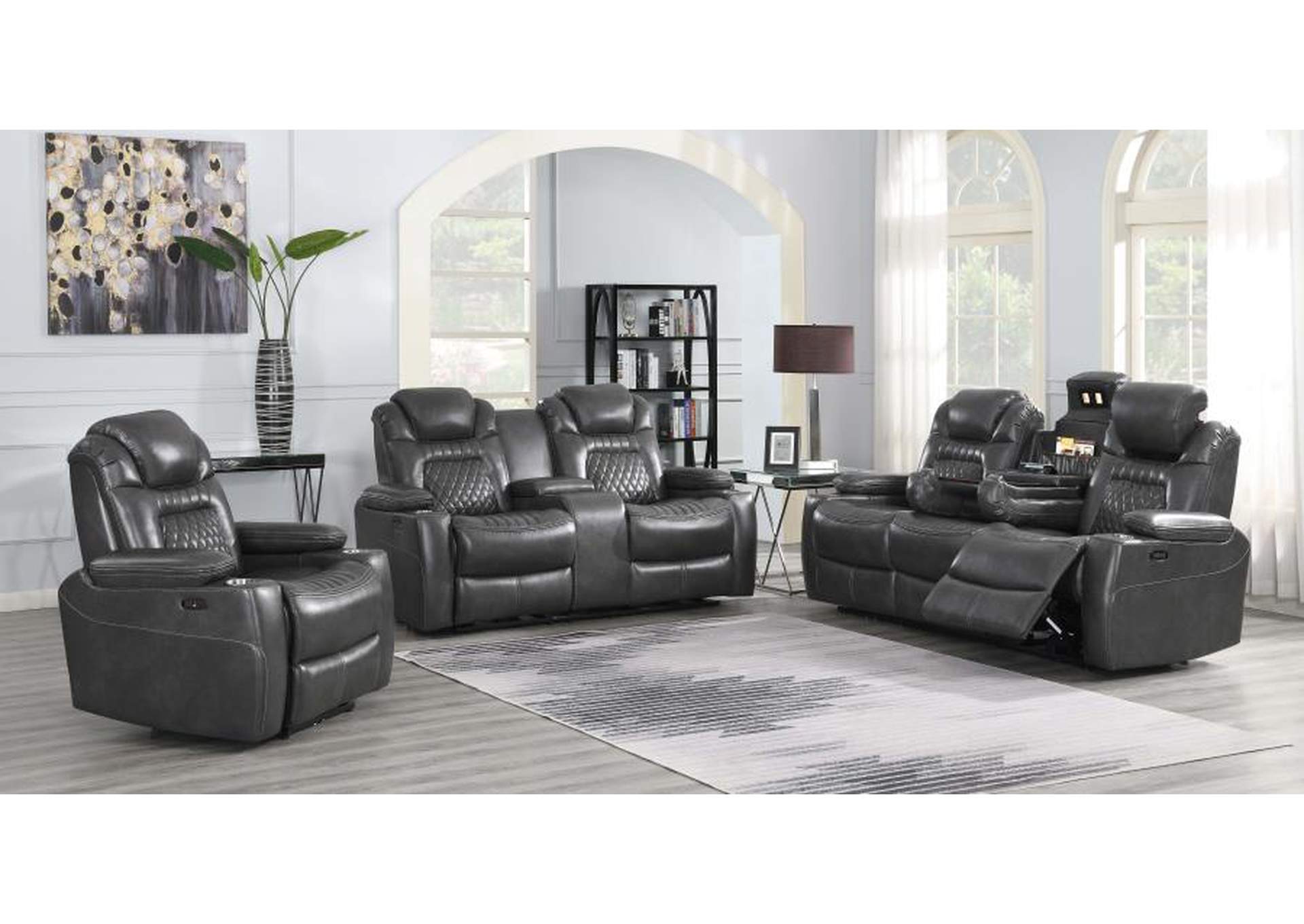 Korbach 3-piece Power^2 Living Room Set Charcoal image 1
