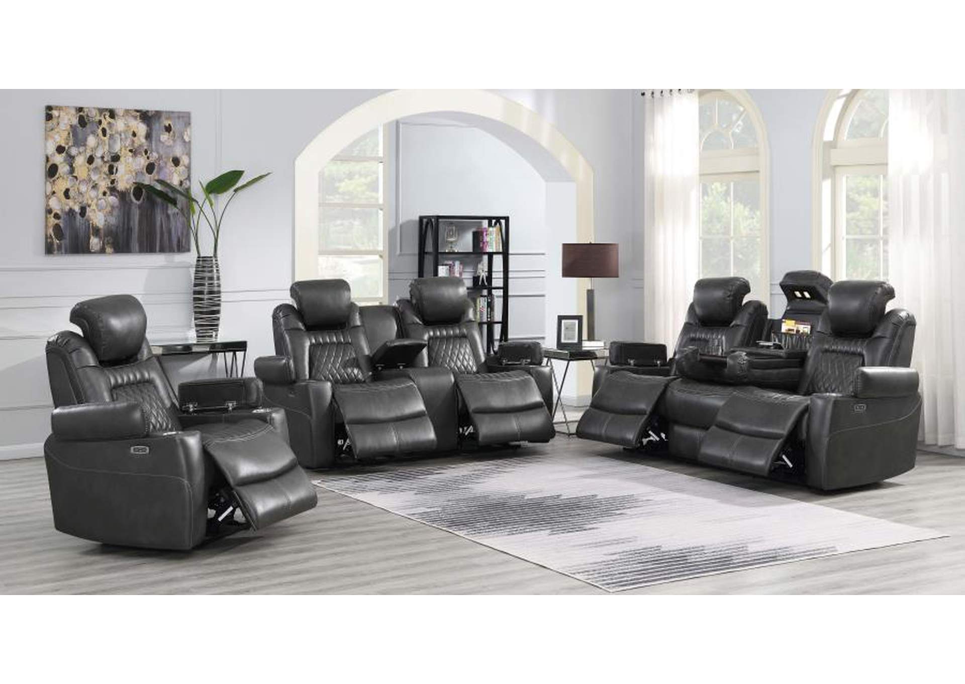 Korbach 3-piece Power^2 Living Room Set Charcoal image 3