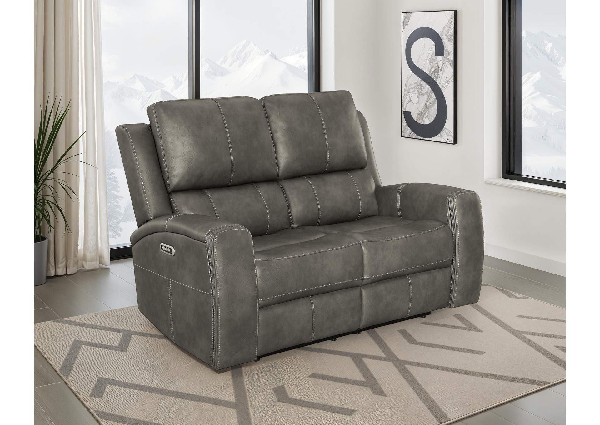 Brickston Triple Power Reclining Loveseat Charcoal image 4