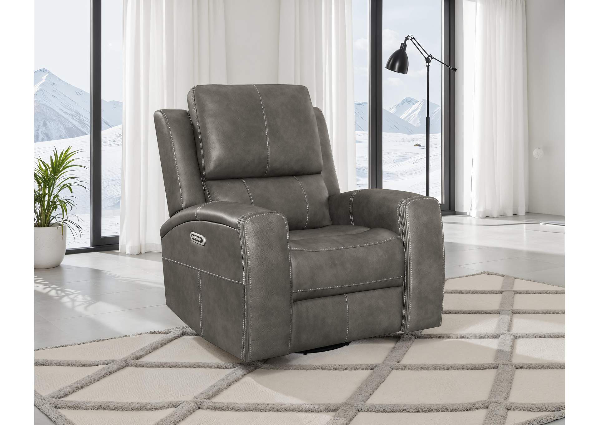 Brickston Triple Power Swivel Glider Recliner Charcoal image 4
