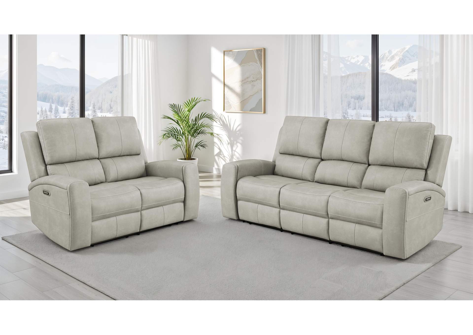 Brickston 2-piece Triple Power Reclining Sofa Set Grey image 1