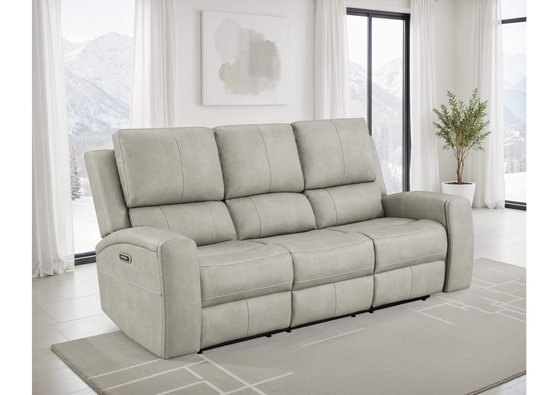 Brickston Triple Power Reclining Sofa Grey image 3