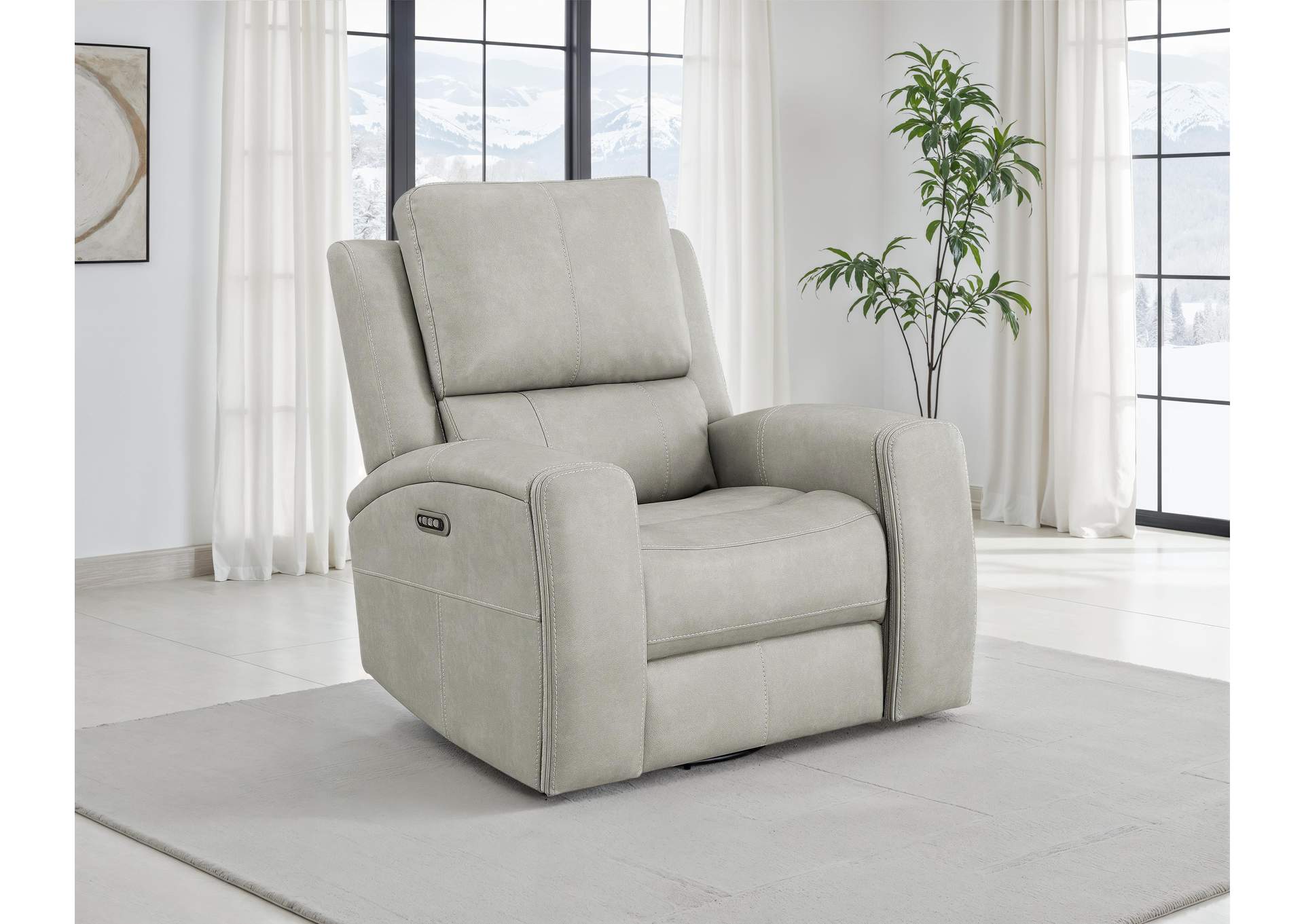 Brickston Triple Power Swivel Glider Recliner Grey image 4