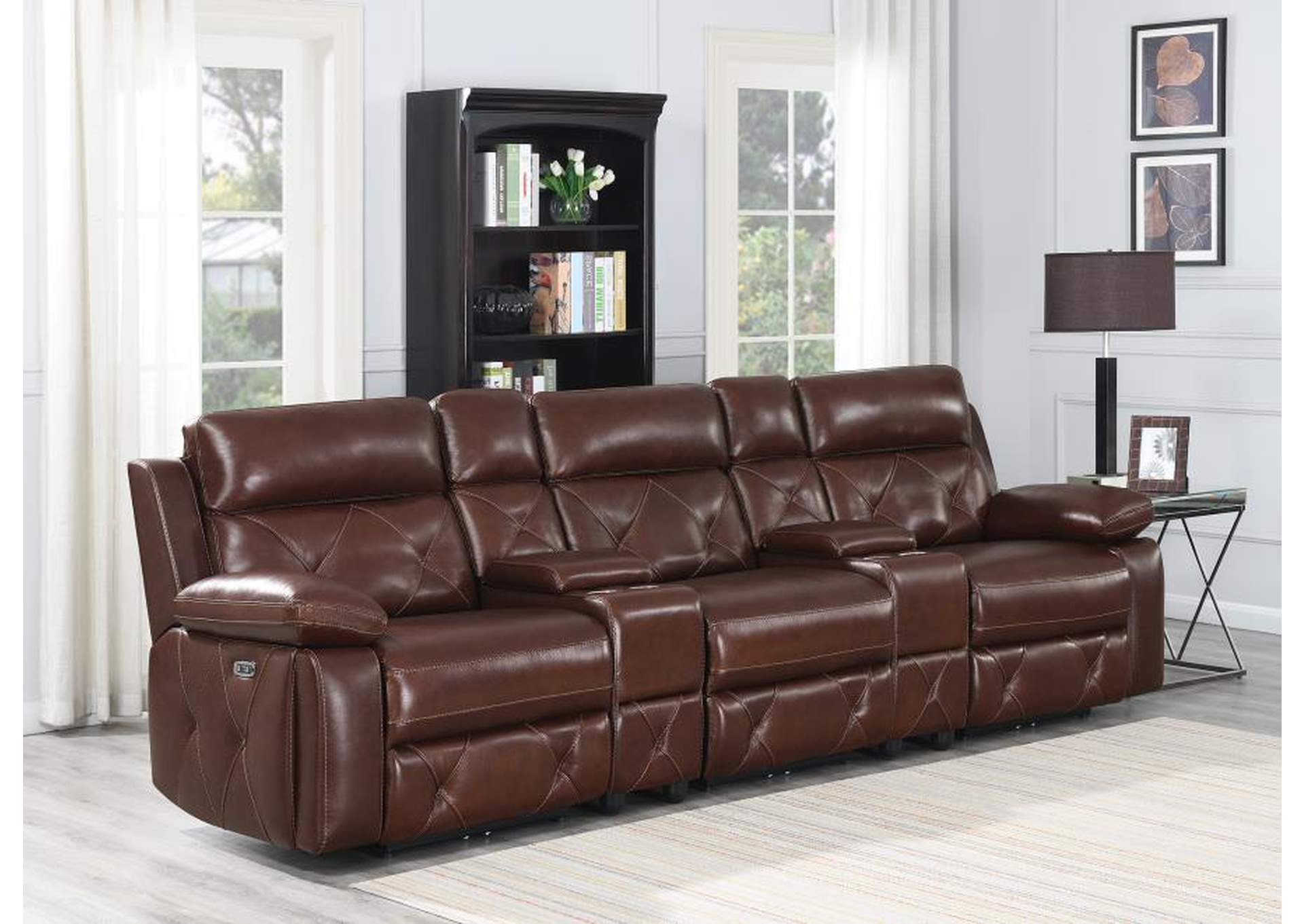 Chester Upholstered Power Reclining Seat and Power Headrest Home Theater Chocolate image 1