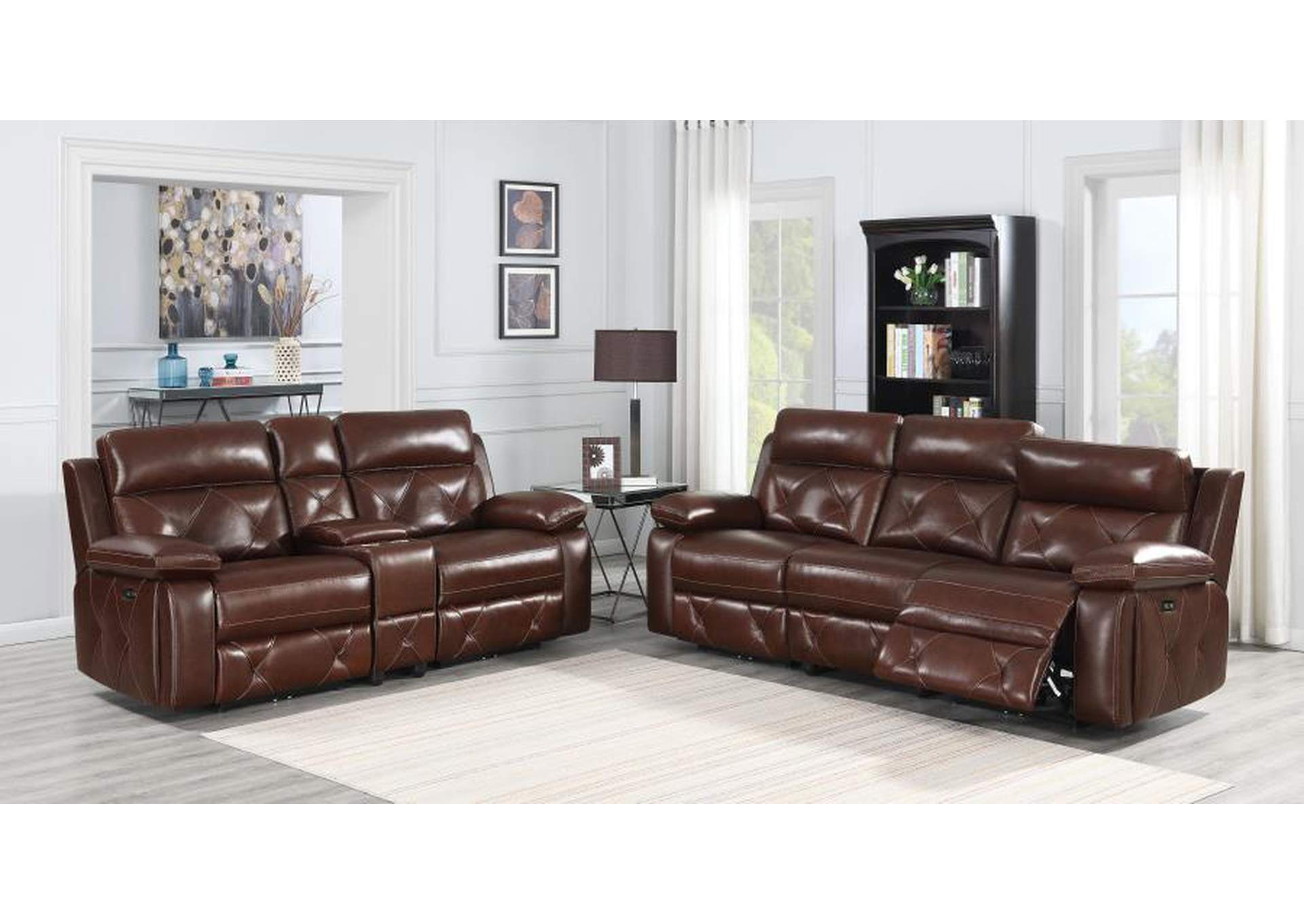 Chester Upholstered Power Reclining Seat and Power Headrest Sofa Chocolate image 7