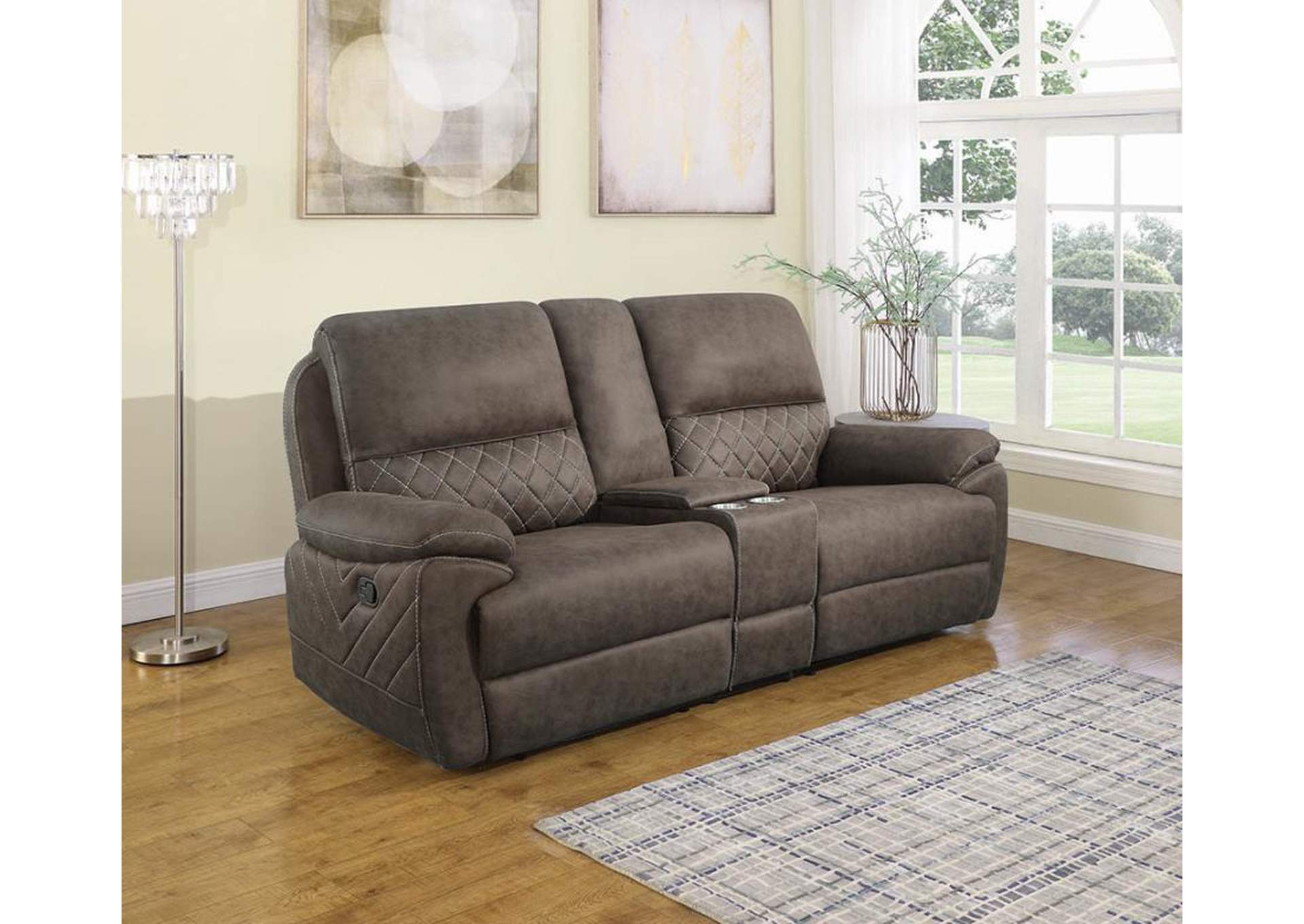 Variel Upholstered Tufted Motion Loveseat with Console image 3