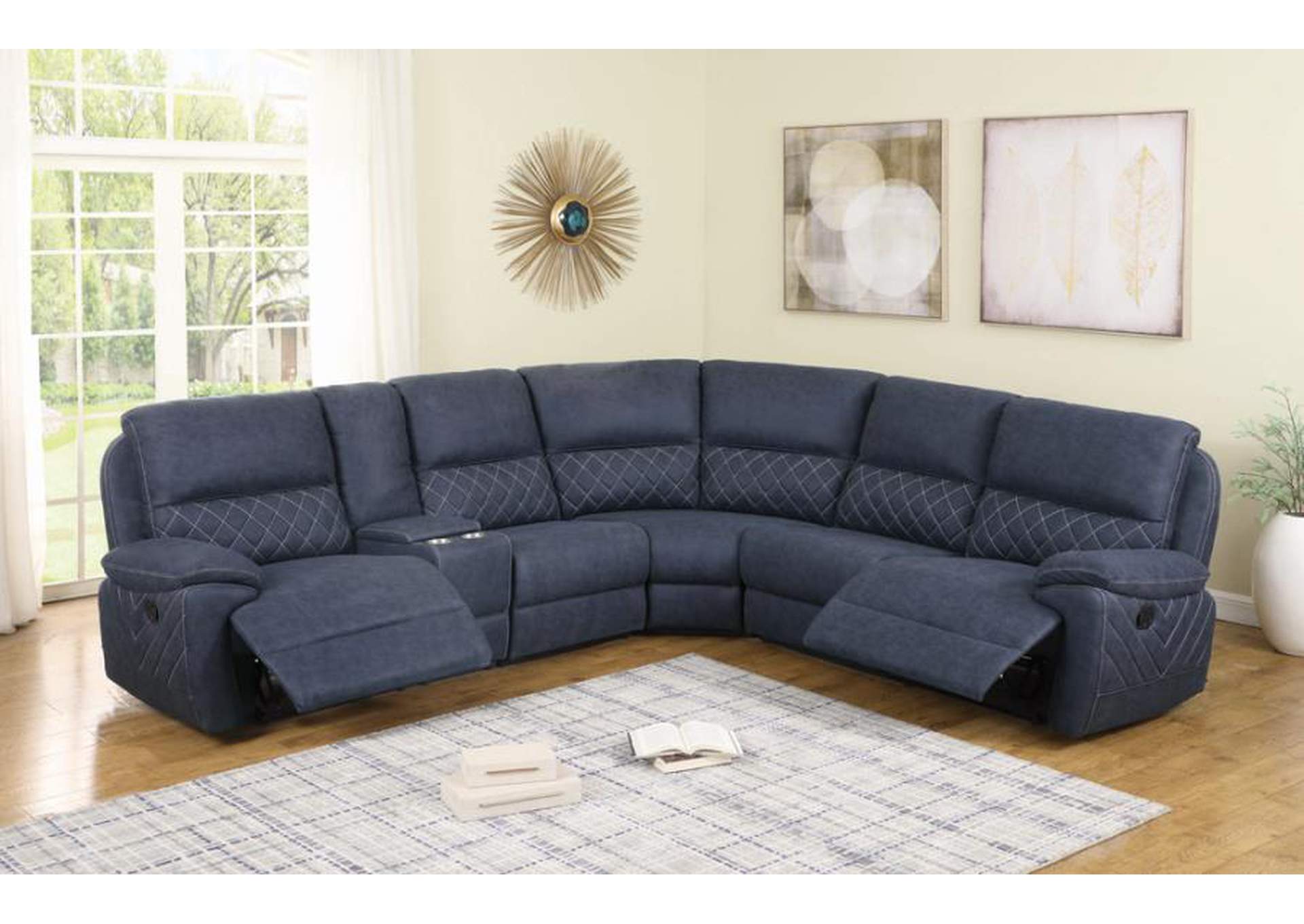 Variel 6-piece Modular Motion Sectional Blue image 2