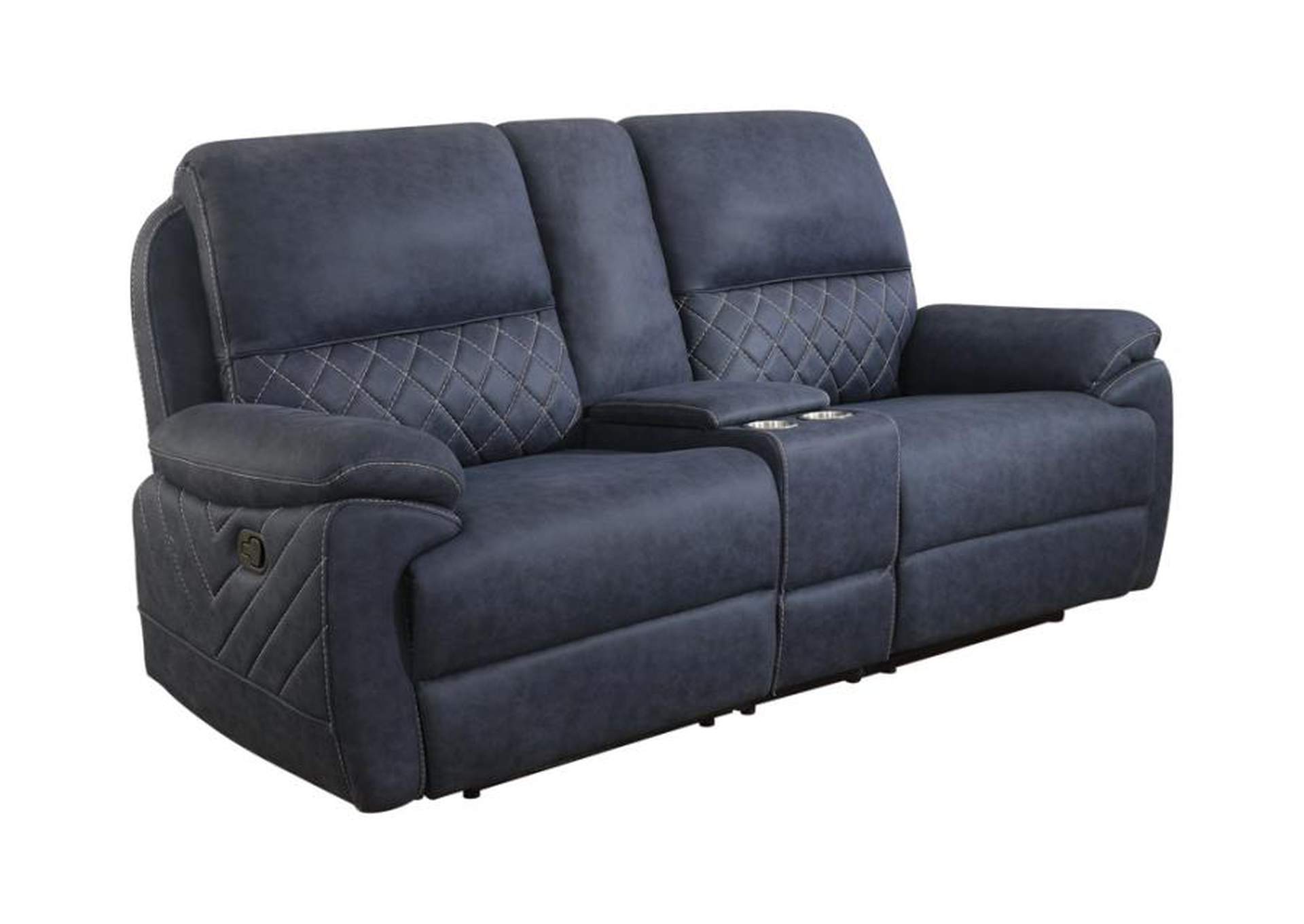 Variel Upholstered Tufted Motion Loveseat with Console image 1