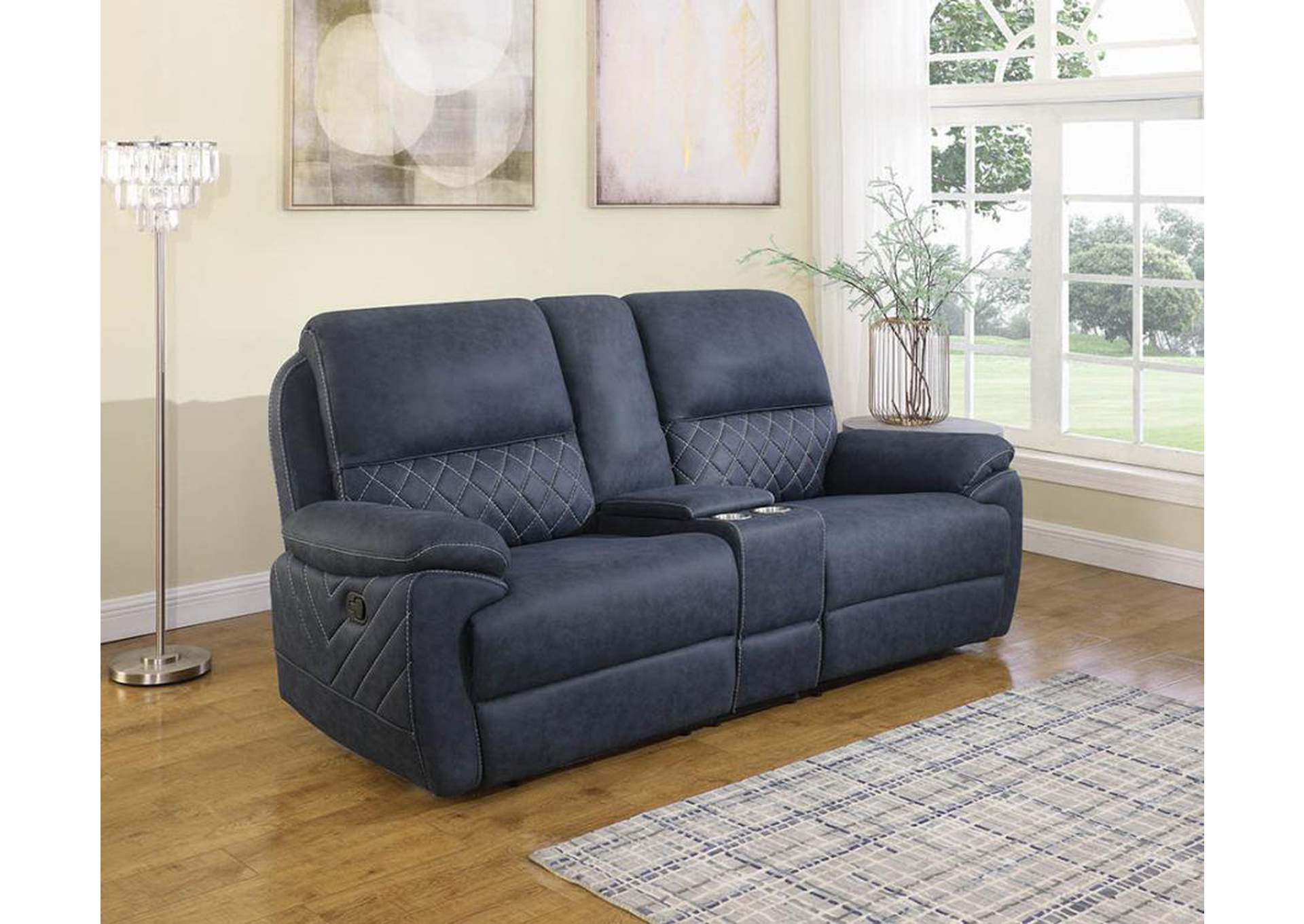 Variel Upholstered Tufted Motion Loveseat with Console image 3