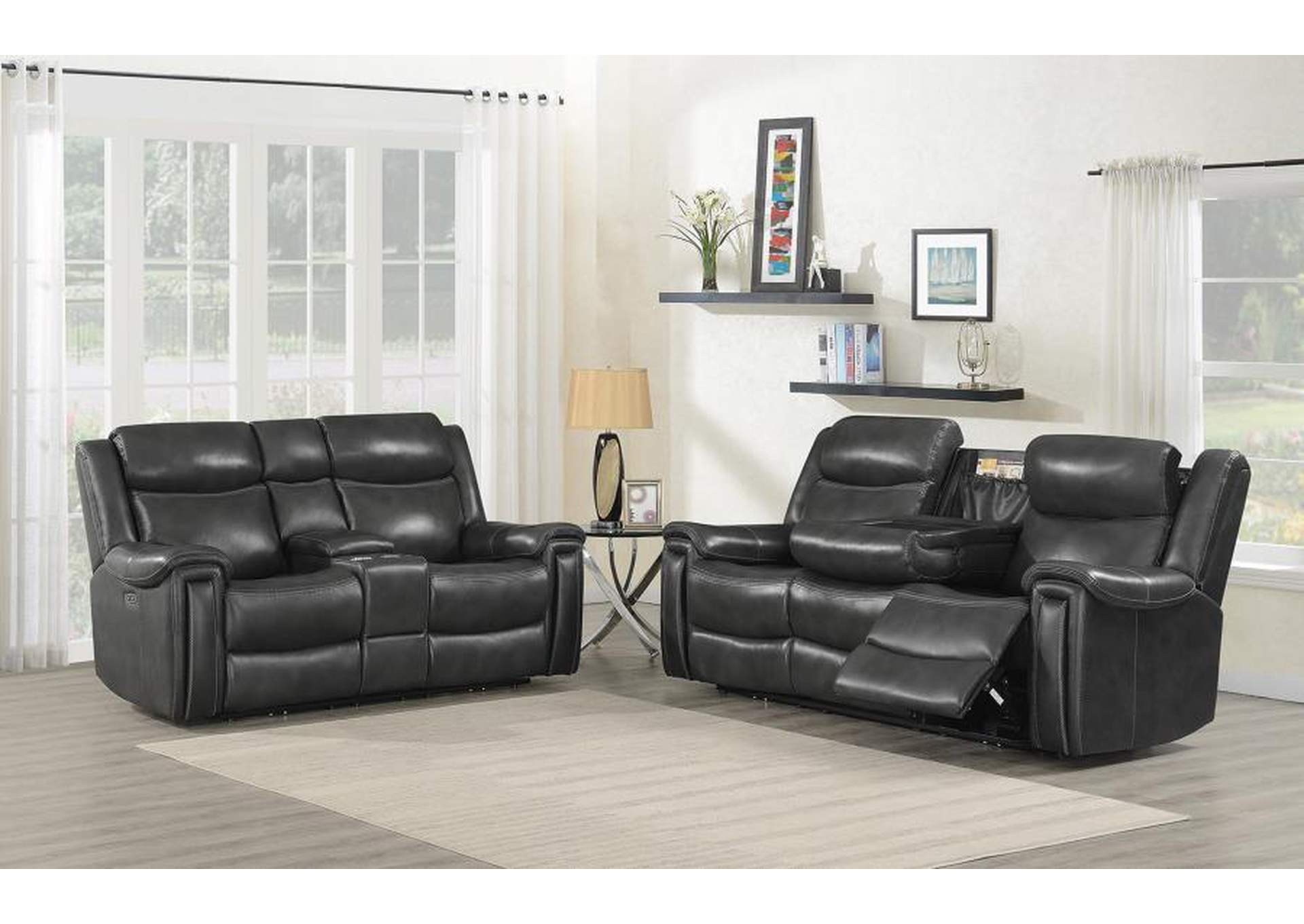 Shallowford 2-piece Power^2 Living Room Set Hand Rubbed Charcoal image 1