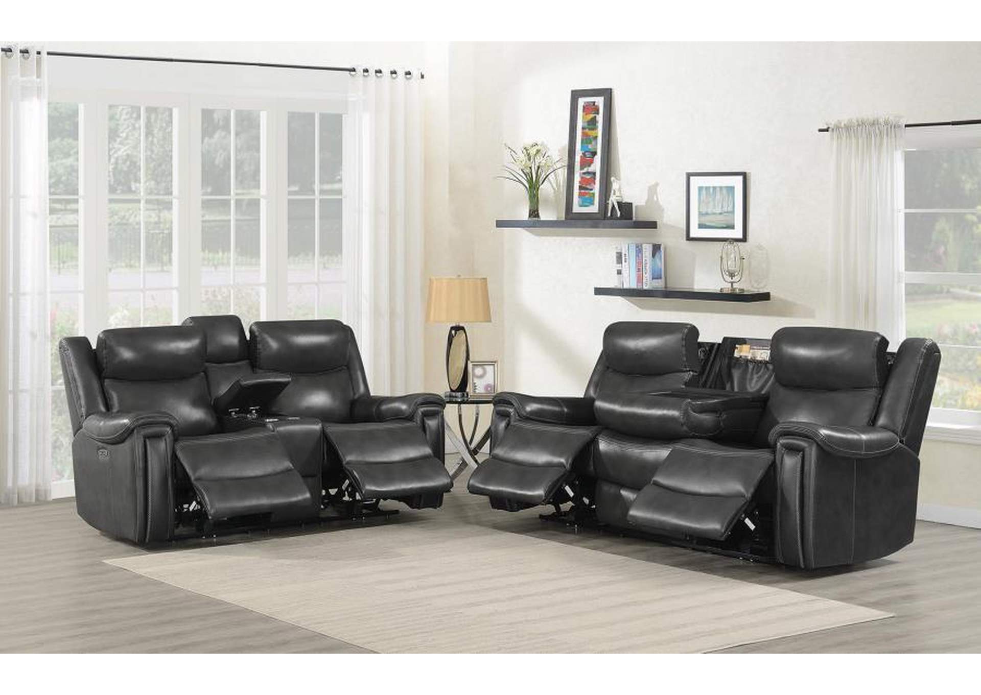 Shallowford 2-piece Power^2 Living Room Set Hand Rubbed Charcoal image 3