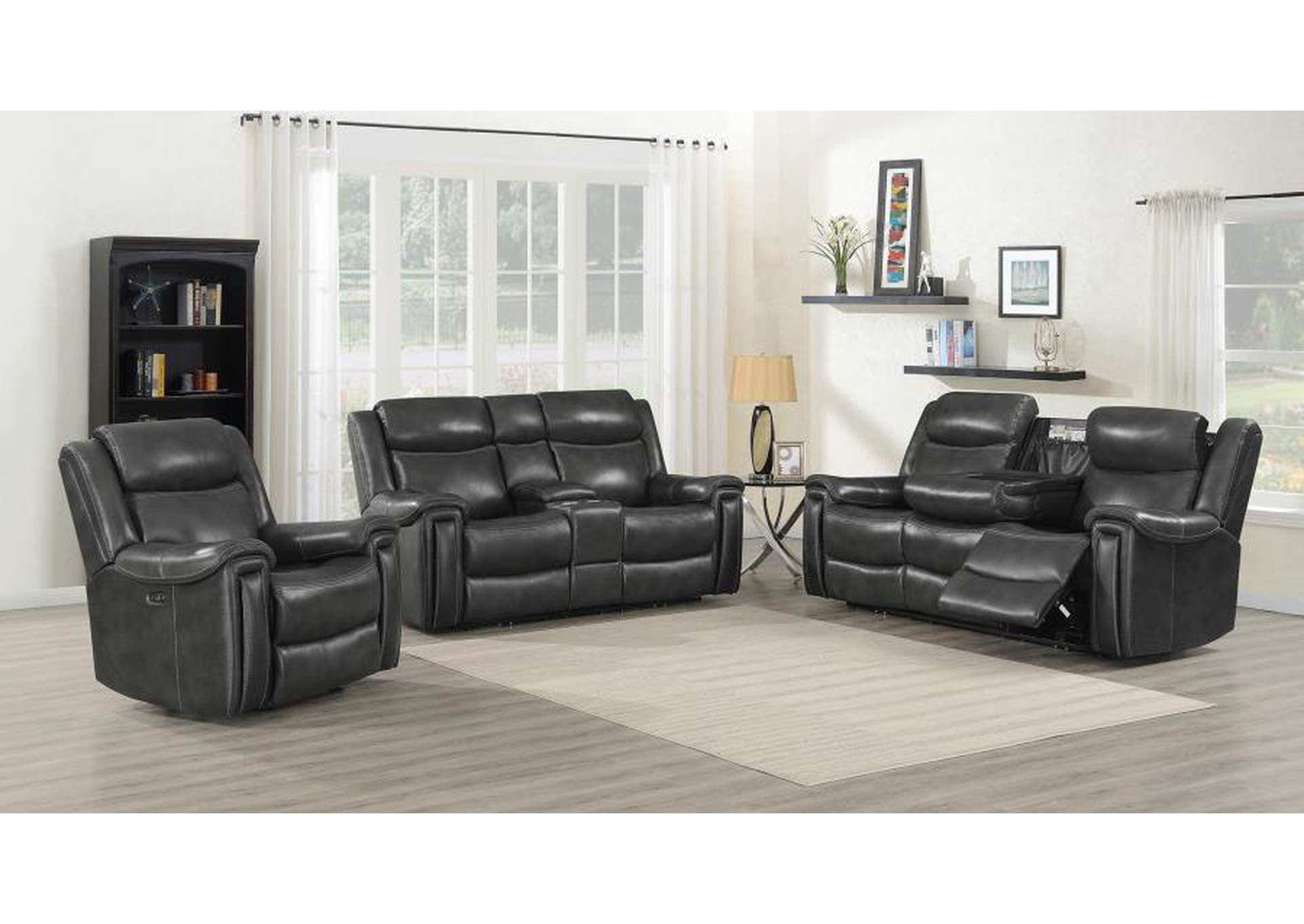 Shallowford 3-piece Power^2 Living Room Set Hand Rubbed Charcoal image 1