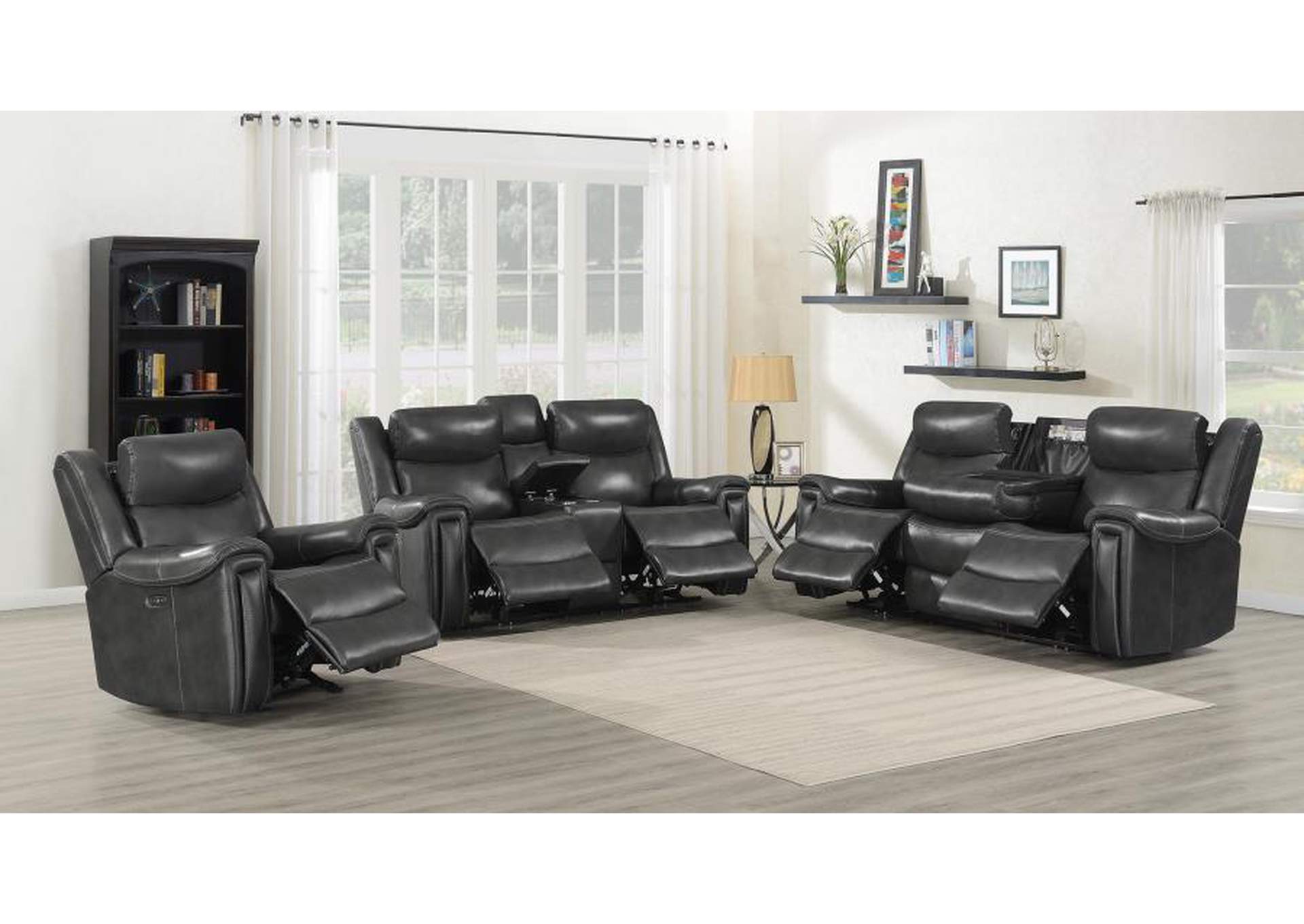 Shallowford 3-piece Power^2 Living Room Set Hand Rubbed Charcoal image 3