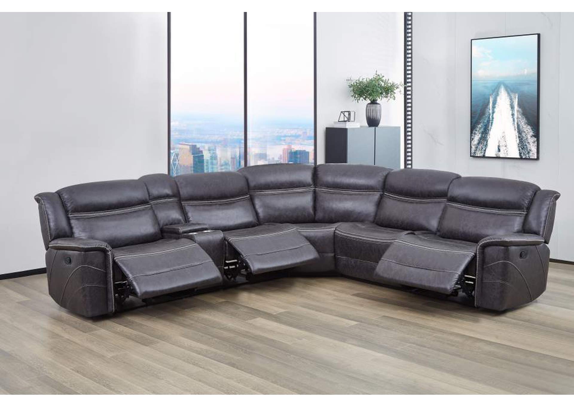 Bluefield 6-piece Modular Motion Sectional Charcoal image 3