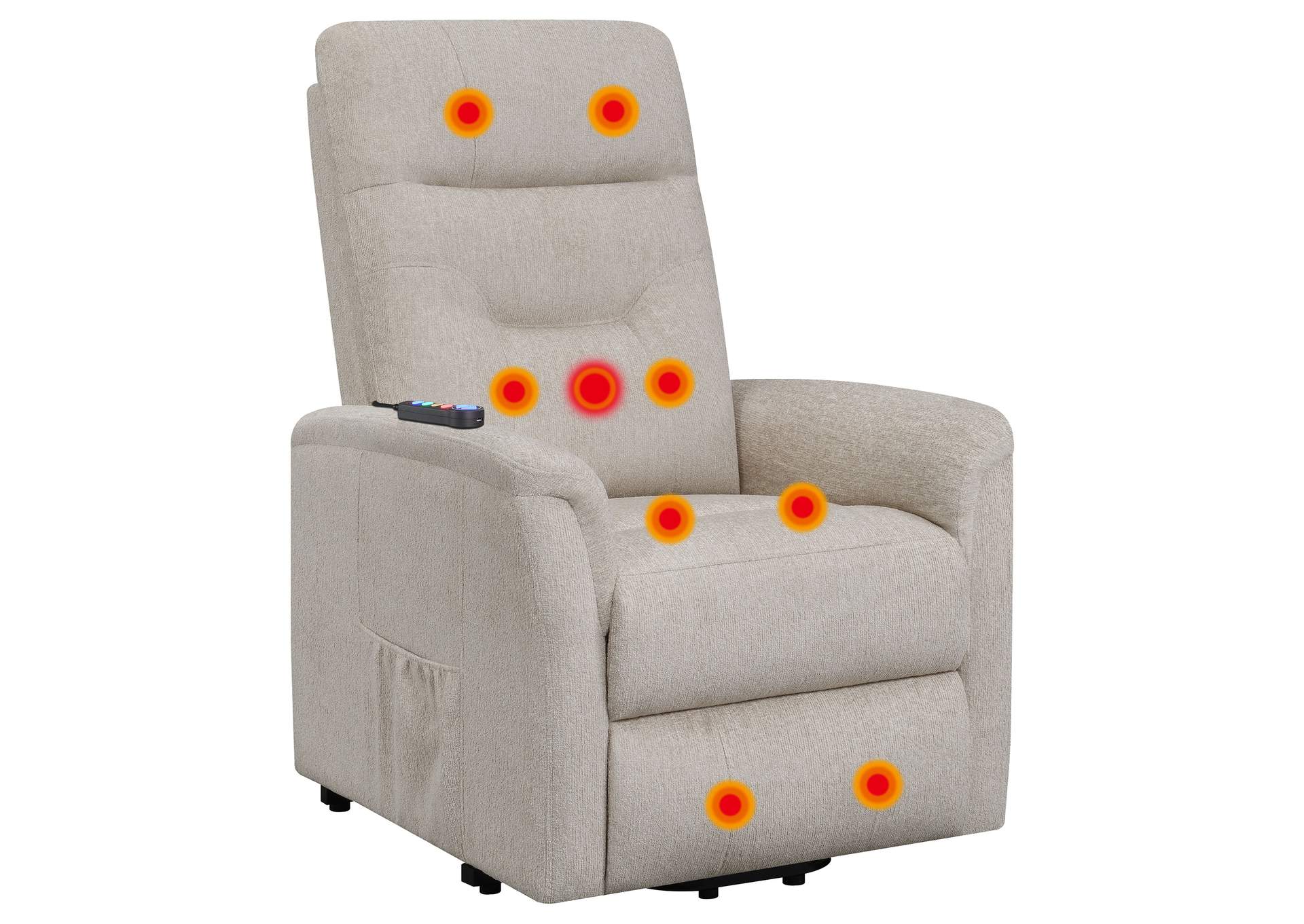 Henrietta Upholstered Power Lift Massage Chair Beige