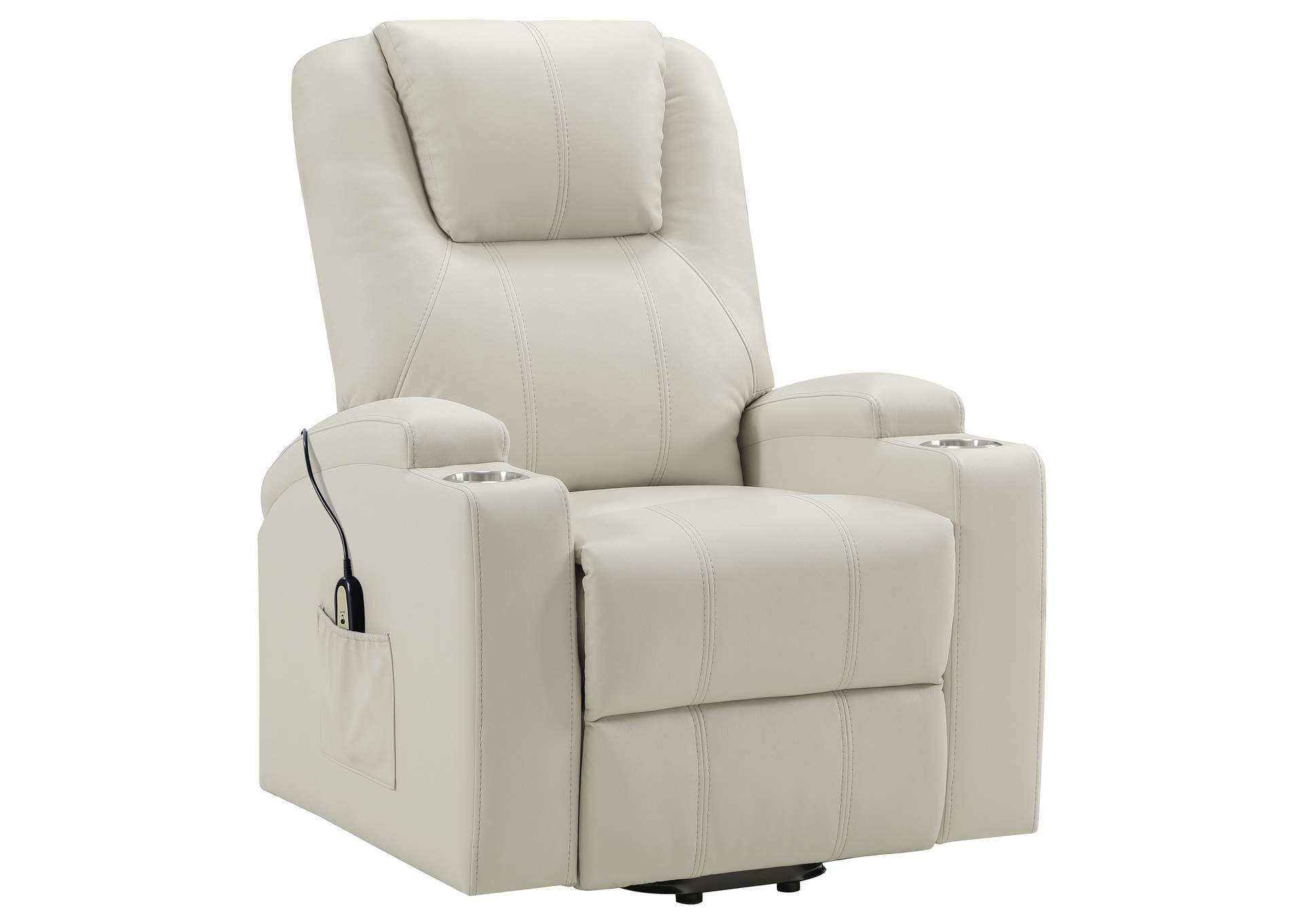 Armstrong Upholstered Power Lift Massage Recliner Ivory image 6