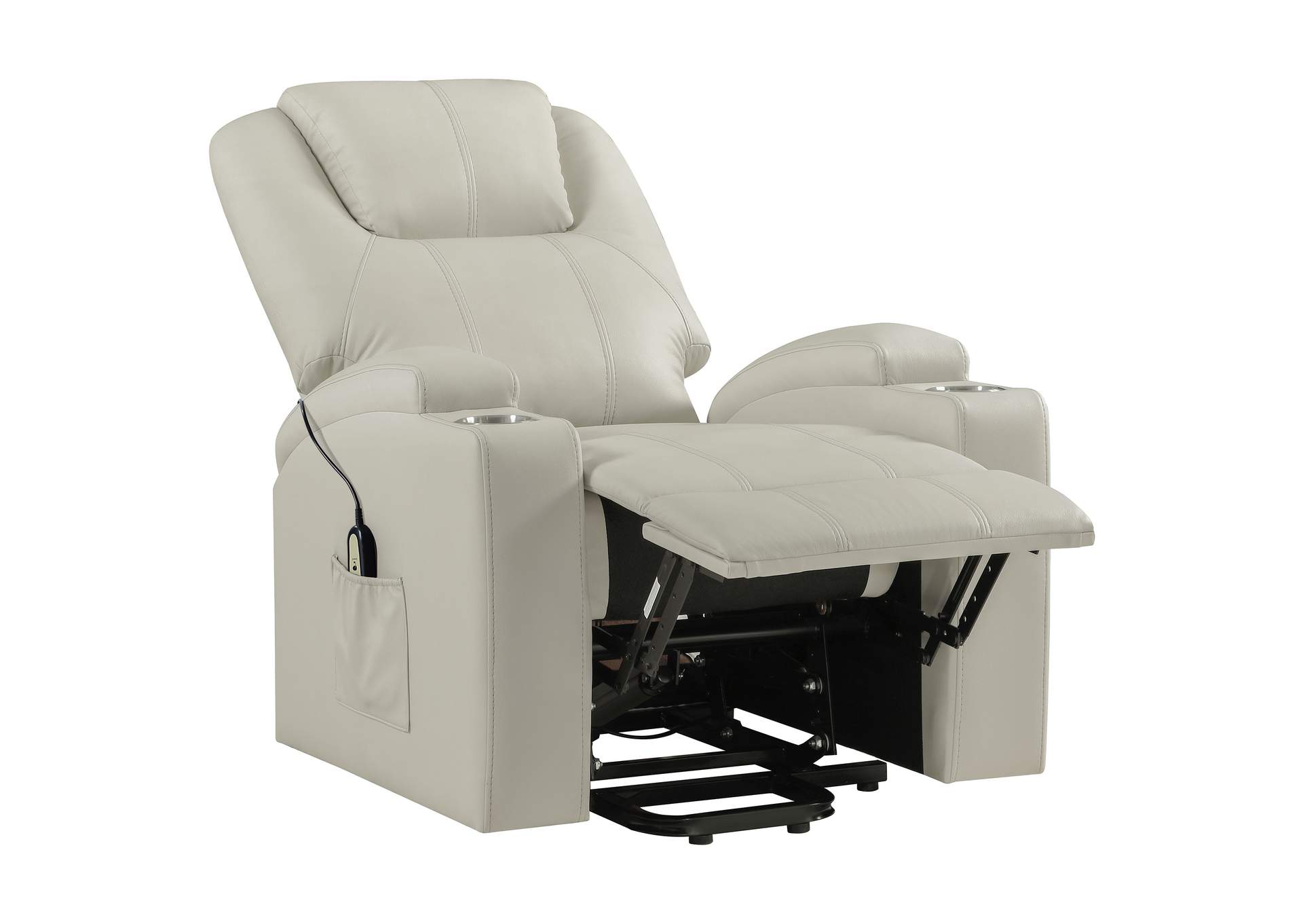 Armstrong Upholstered Power Lift Massage Recliner Ivory image 7