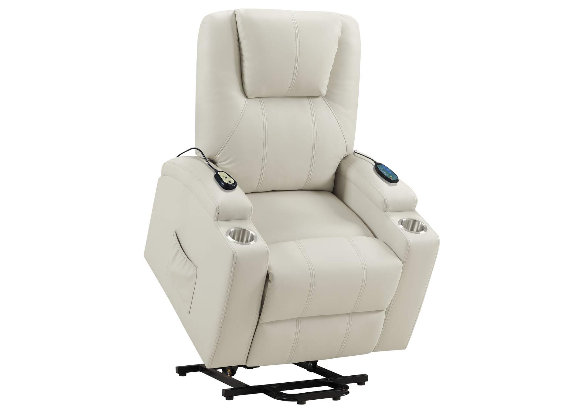 Armstrong Upholstered Power Lift Massage Recliner Ivory image 9