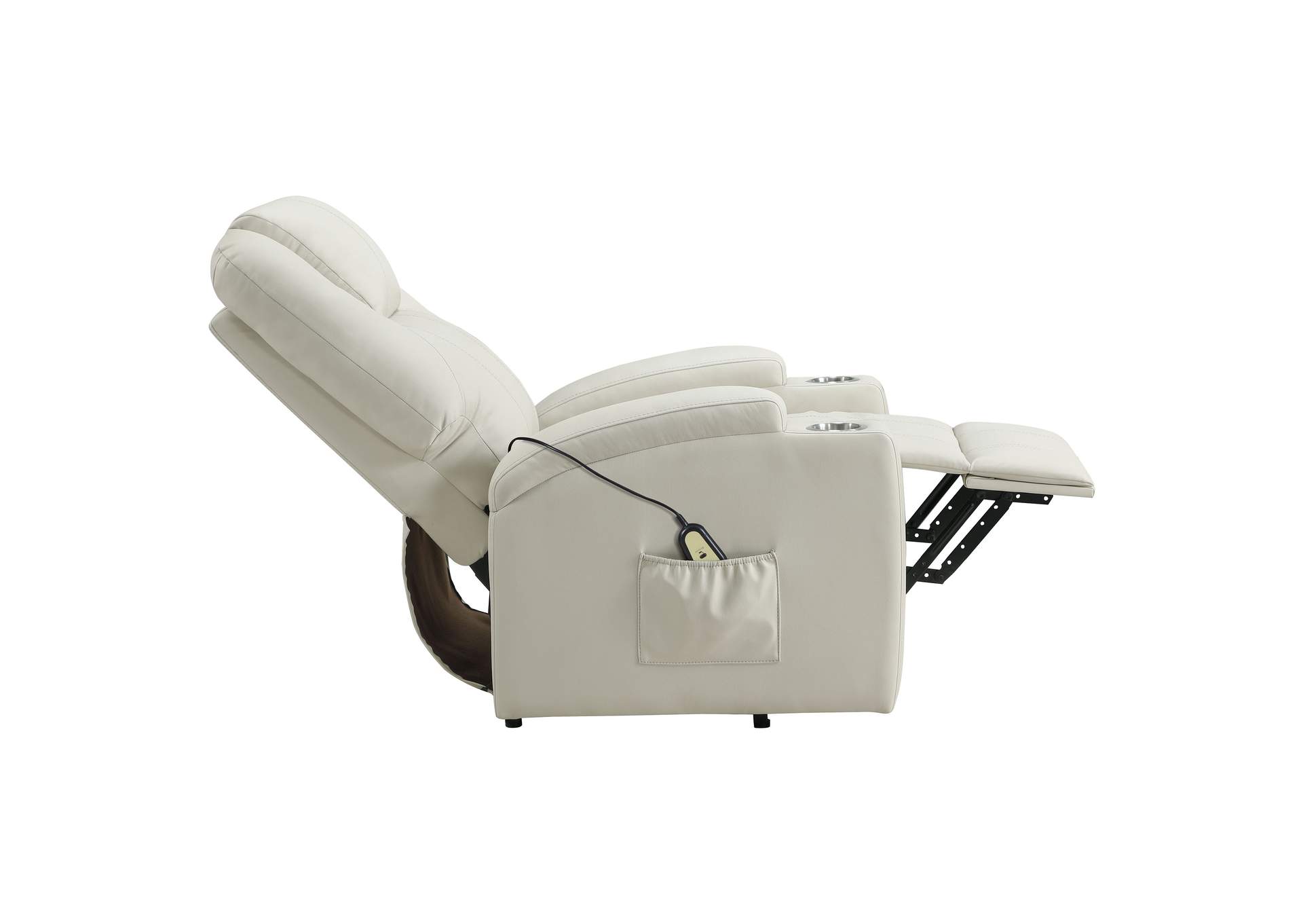 Armstrong Upholstered Power Lift Massage Recliner Ivory image 11