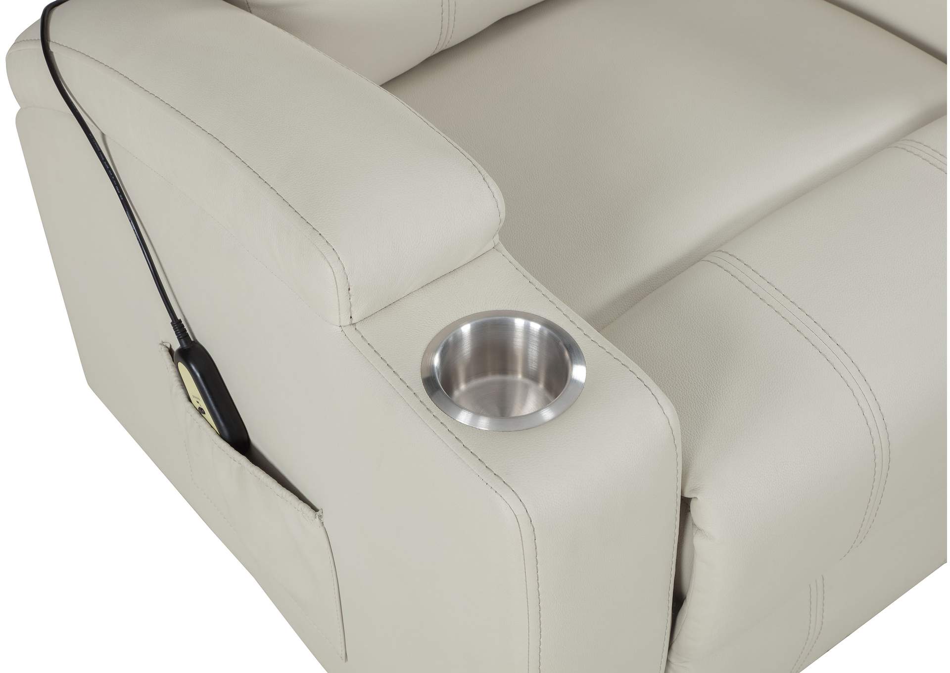 Armstrong Upholstered Power Lift Massage Recliner Ivory image 12