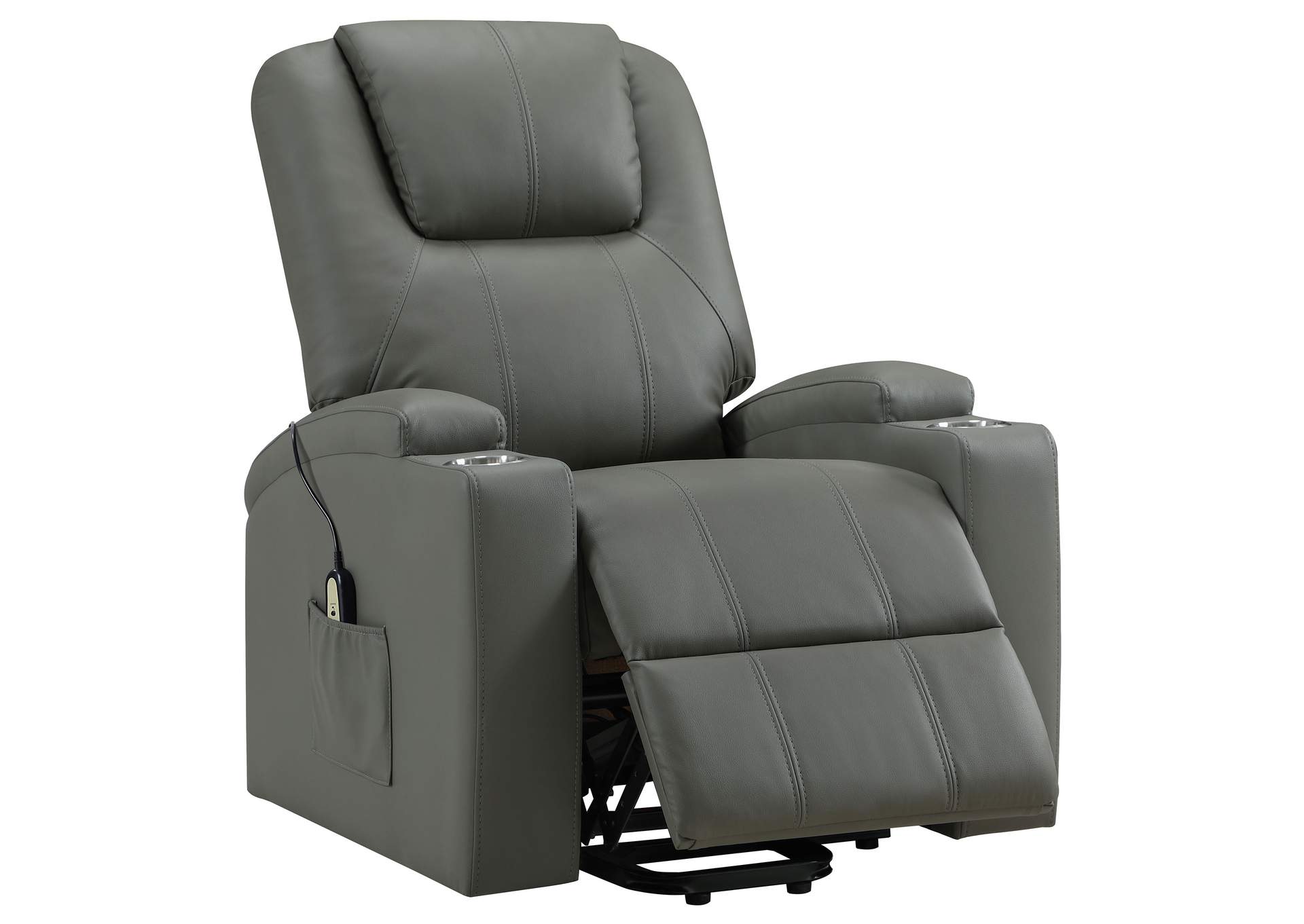 Armstrong Upholstered Power Lift Massage Recliner Grey image 1