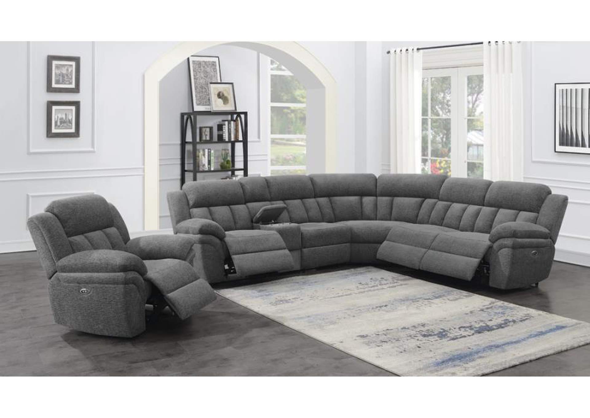 Bahrain 6-piece Upholstered Power Sectional Charcoal image 3