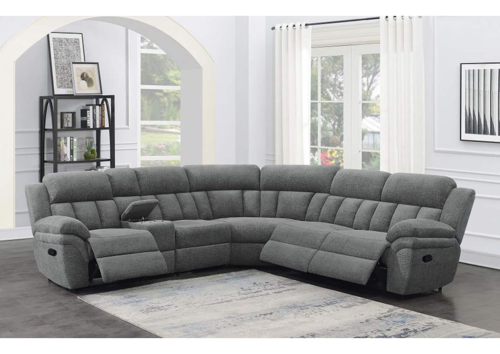 Bahrain 6-piece Upholstered Motion Sectional Charcoal image 4