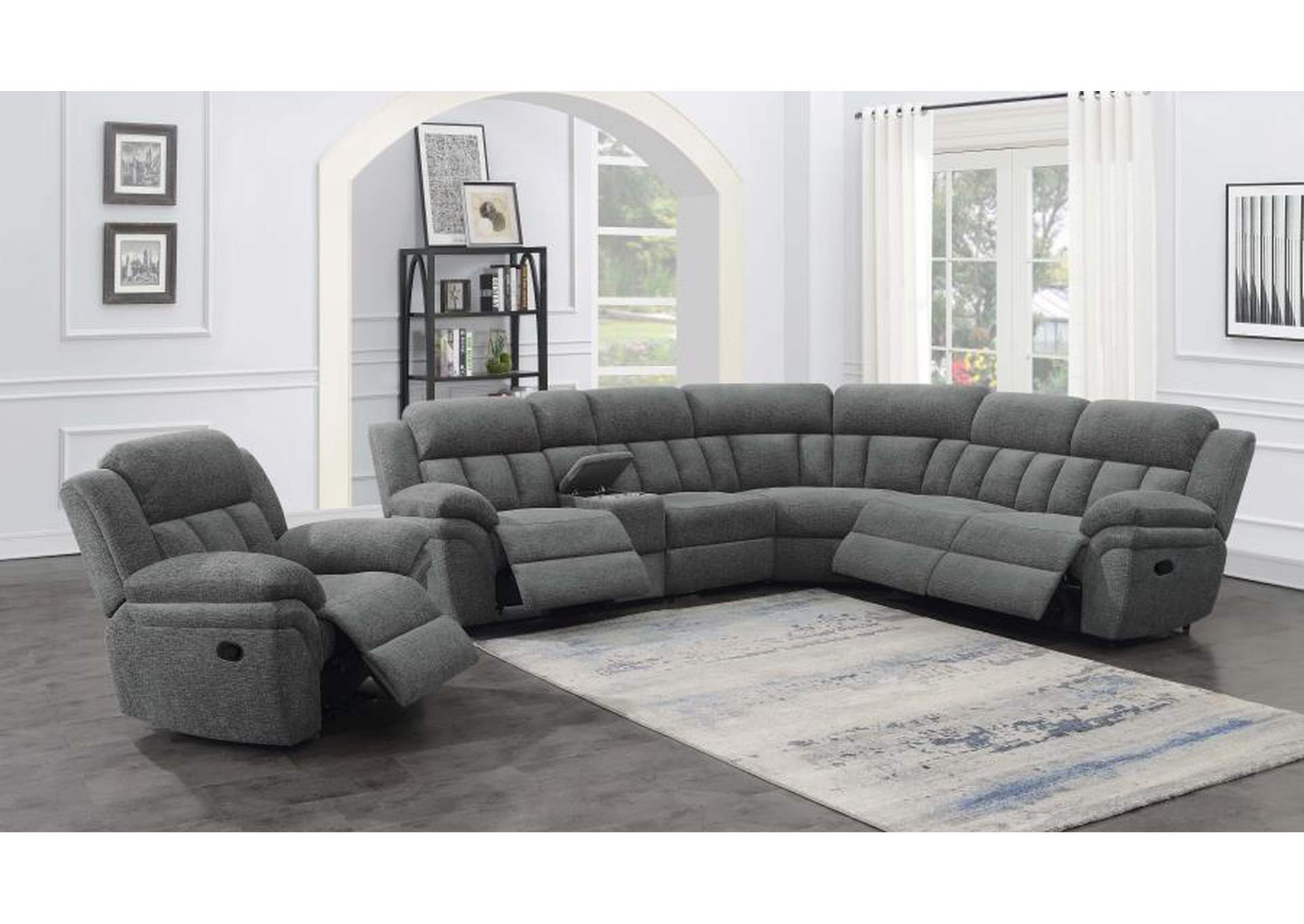 Bahrain 6-piece Upholstered Motion Sectional Charcoal image 5