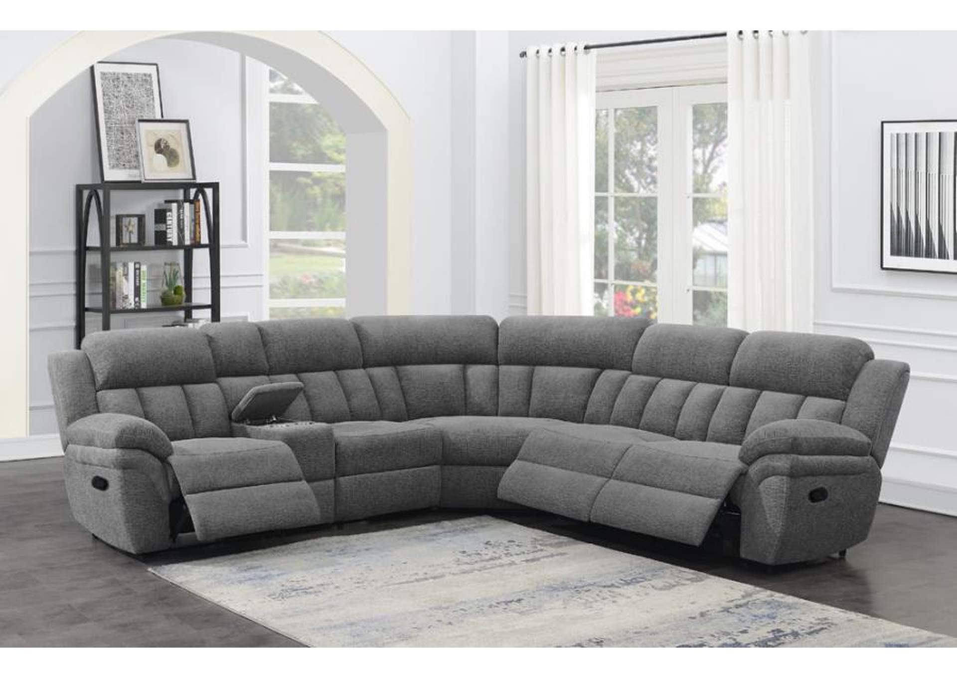 Bahrain 6-piece Upholstered Motion Sectional Charcoal image 8