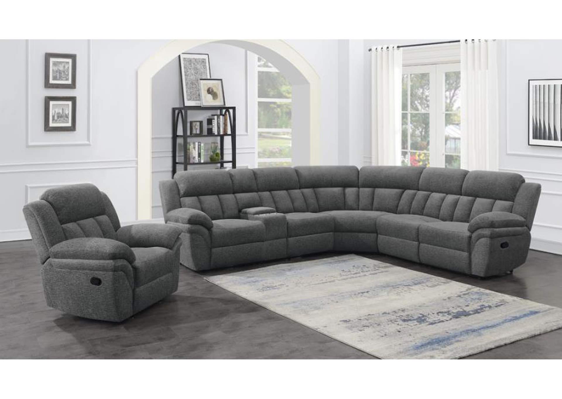 Bahrain 6-piece Upholstered Motion Sectional Charcoal image 9