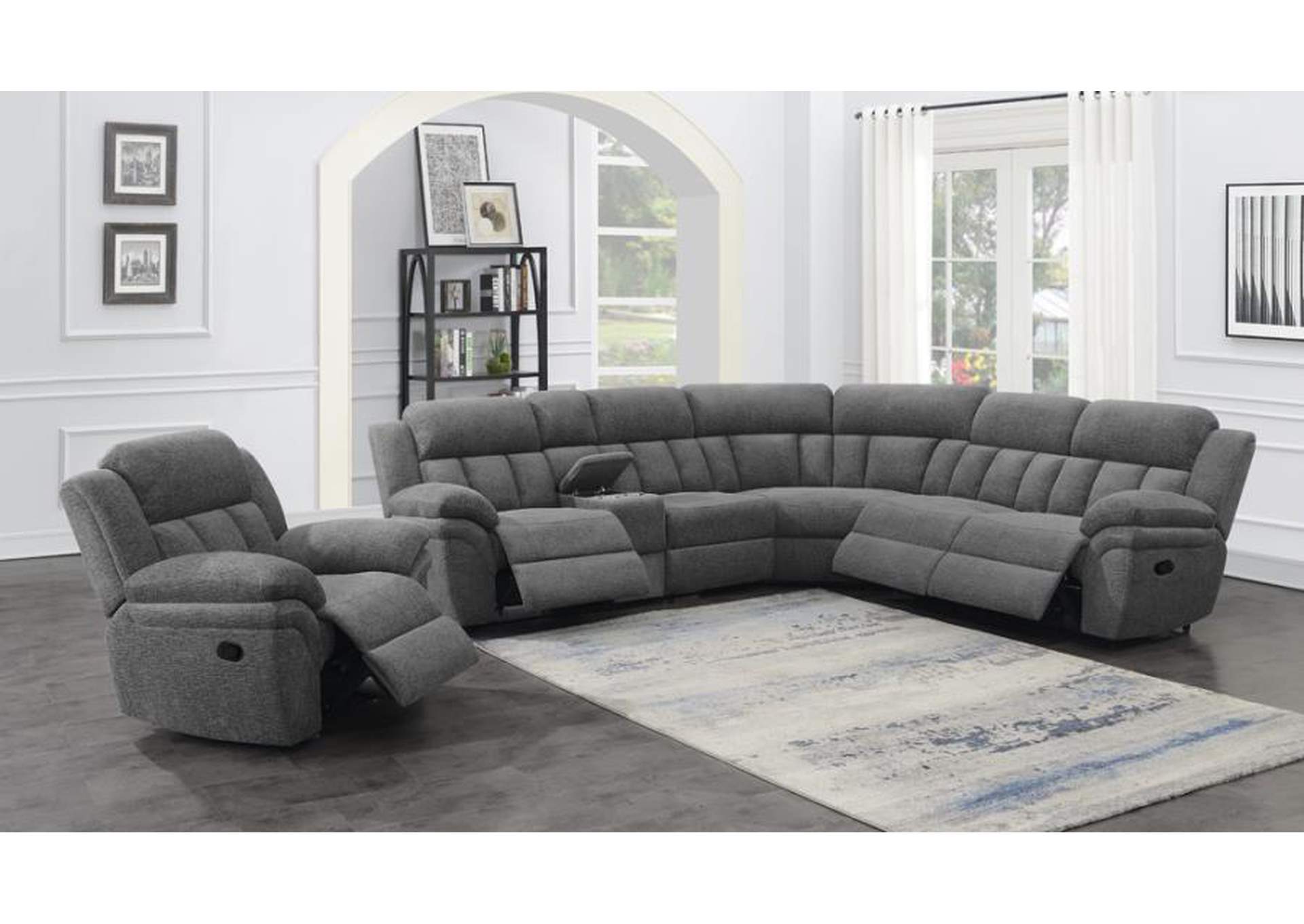 Bahrain 6-piece Upholstered Motion Sectional Charcoal image 10