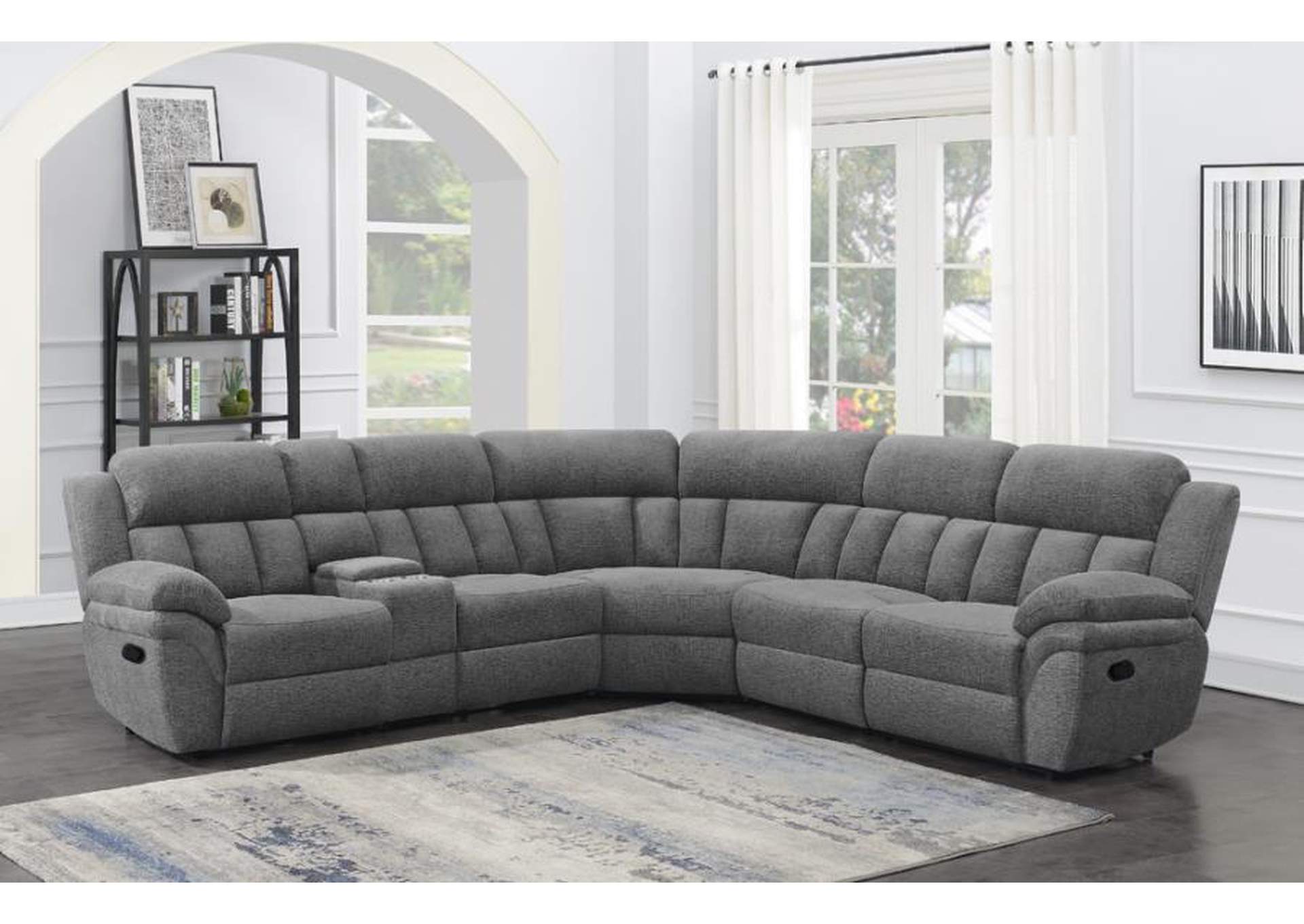 Bahrain 6-piece Upholstered Motion Sectional Charcoal image 3