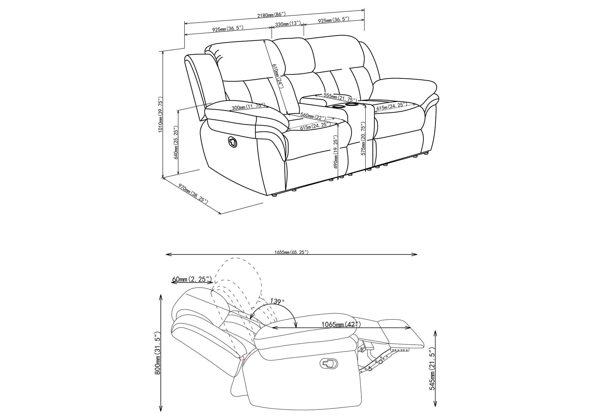 Bahrain Upholstered Motion Loveseat Charcoal image 6