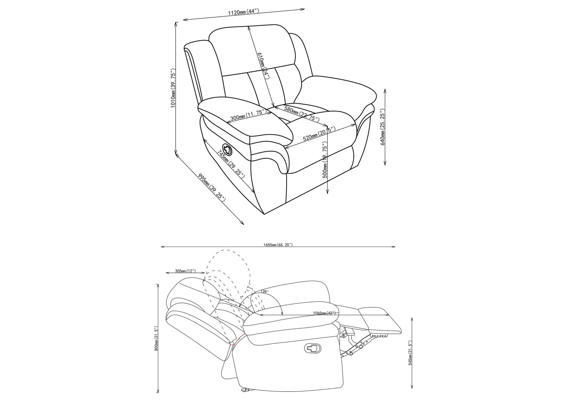 Bahrain Upholstered Glider Recliner Charcoal image 8
