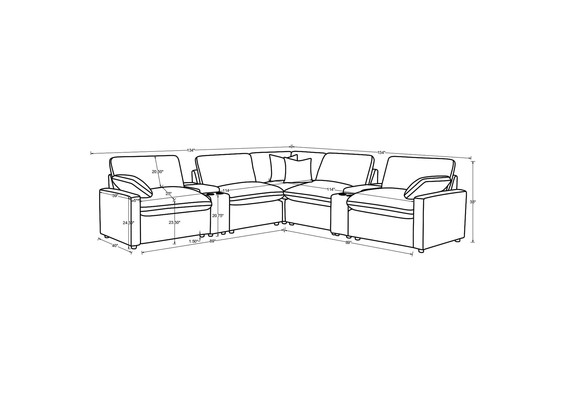 Collins 7-piece Modular Power Reclining Sectional Grey