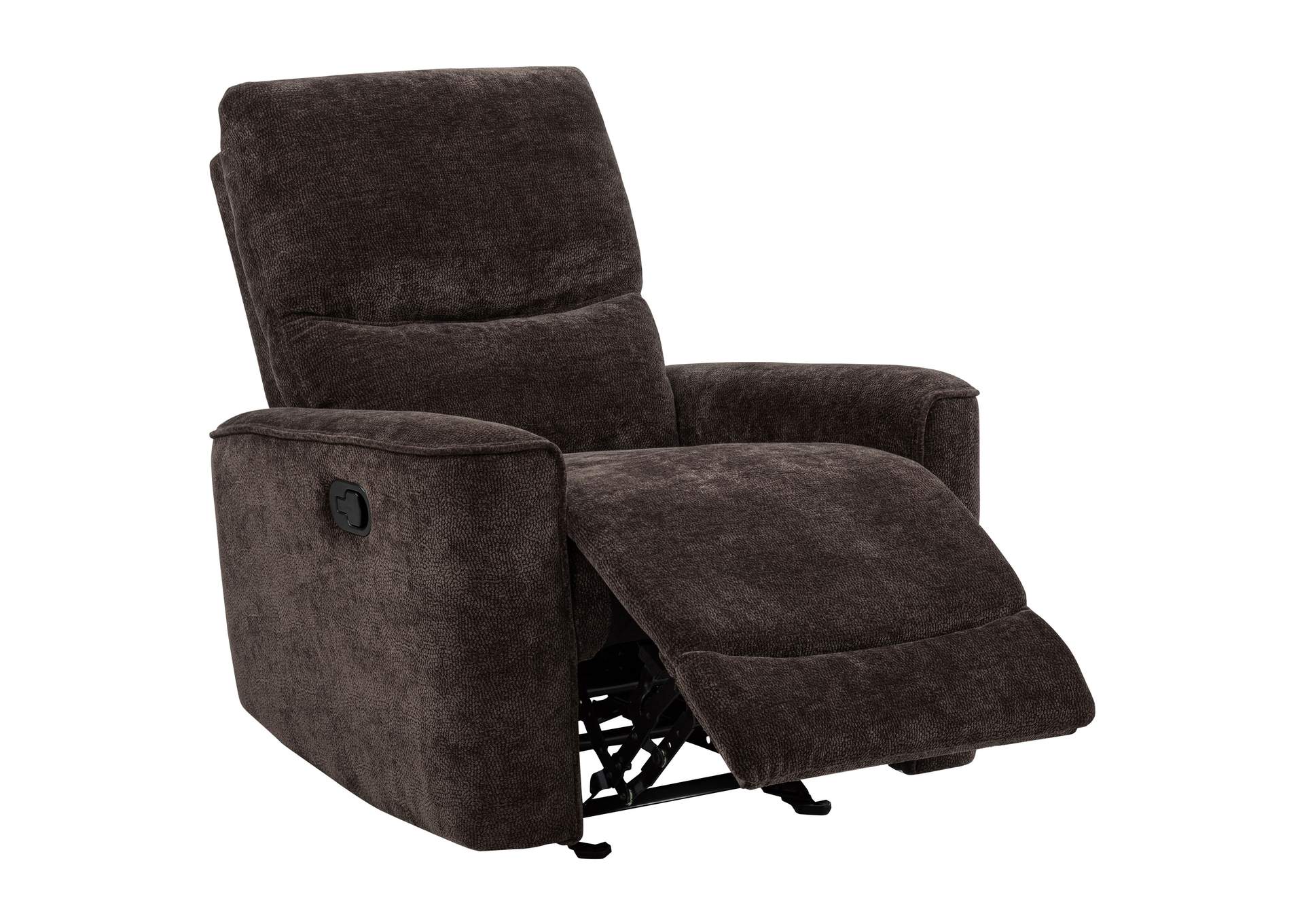 Navarro Chenille Upholstered Glider Recliner Dark Brown image 1
