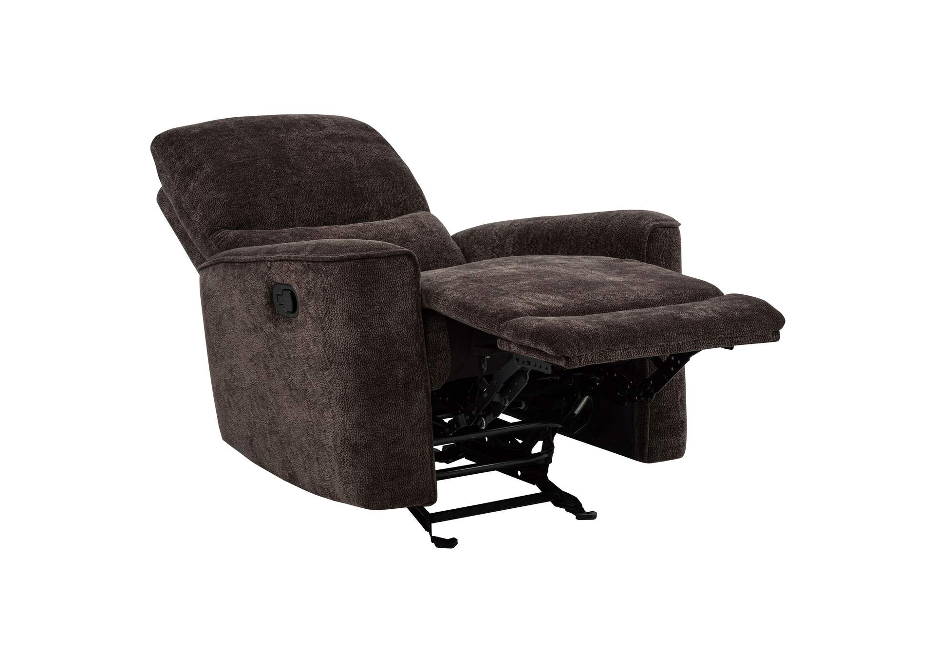 Navarro Chenille Upholstered Glider Recliner Dark Brown image 4